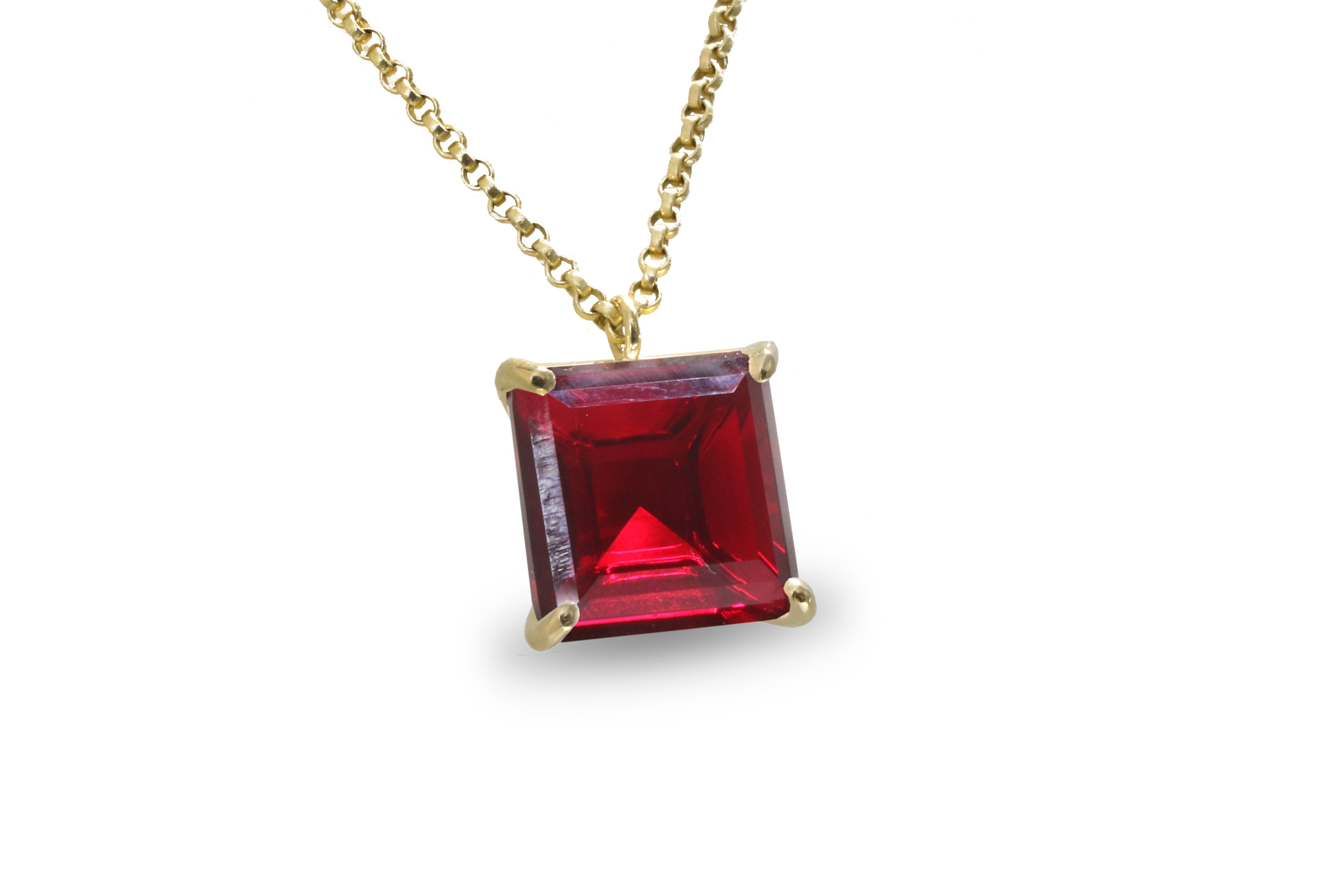 14k Yellow Gold Vibrant Garnet Necklace necklaces Anemone Jewelry
