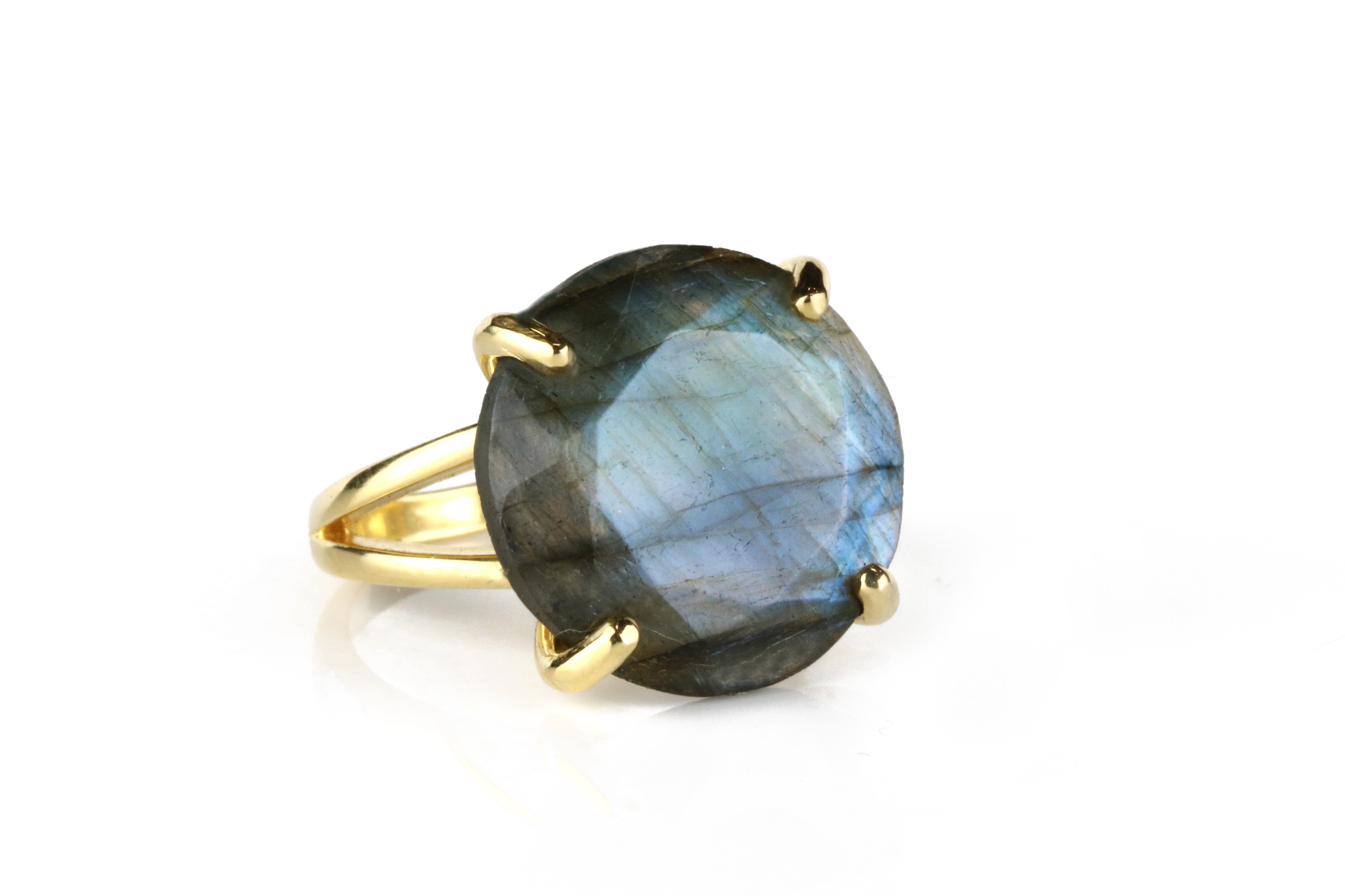 Round Labradorite Ring with 14K Gold-filled Band Rings Anemone Jewelry