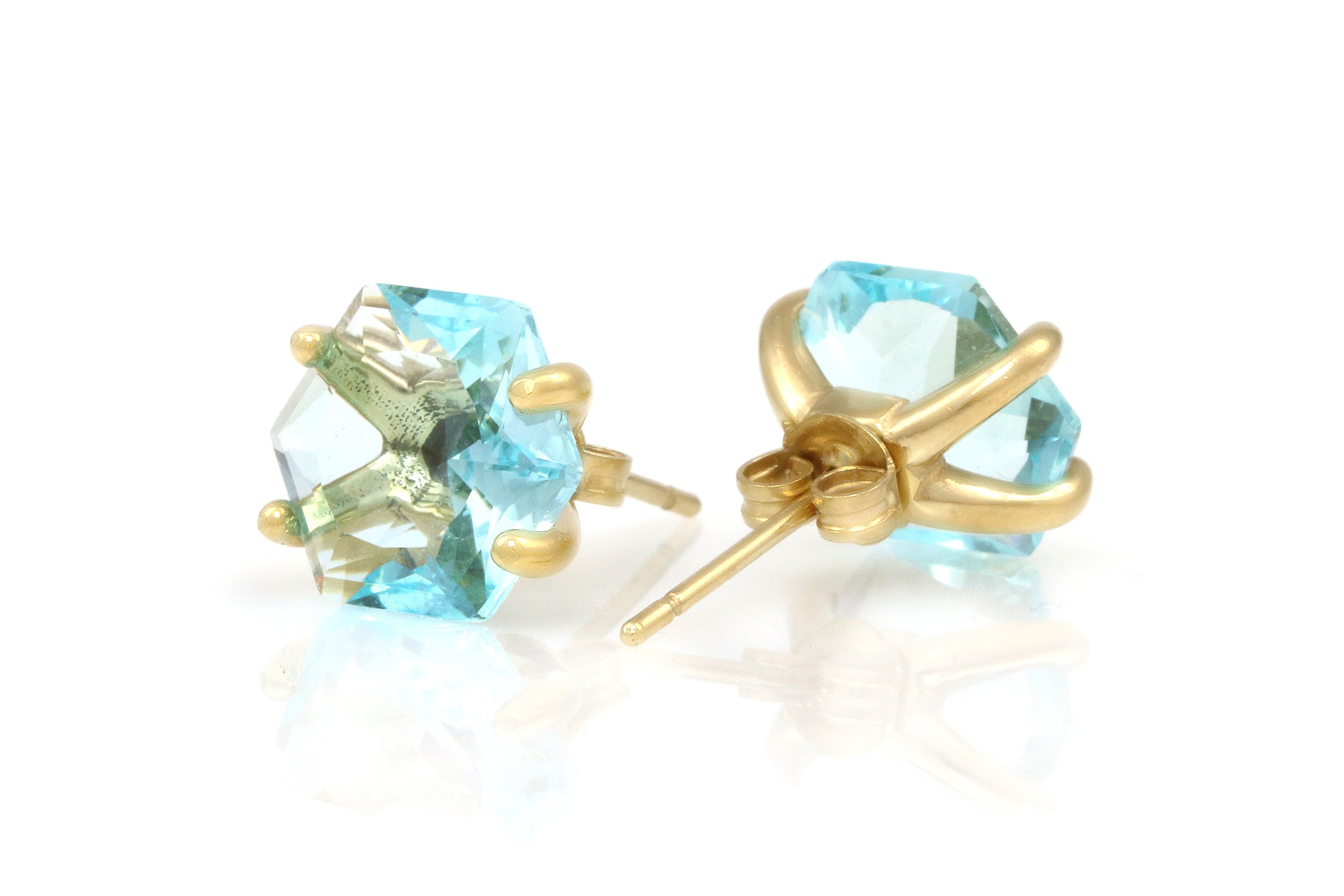 Gold Blue Topaz Earrings Earrings Anemone Unique