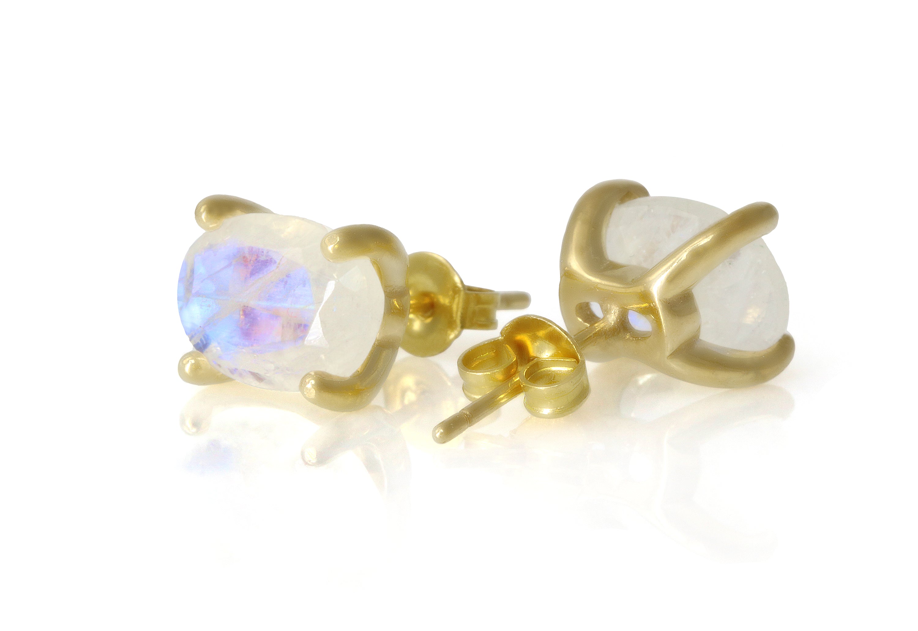 Intriguing Oval Moonstone Gold Earrings Earrings Anemone Unique