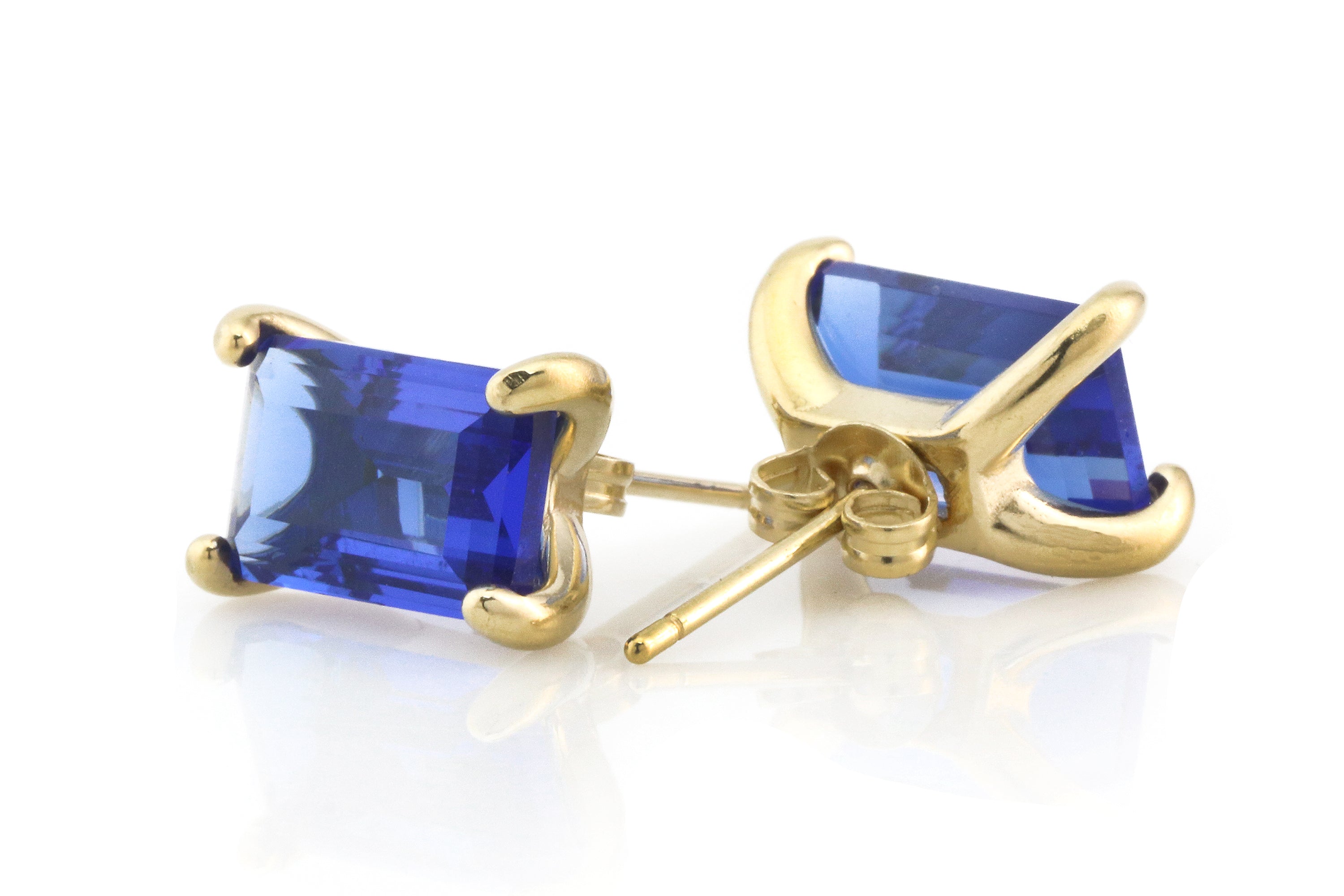 Simple Rectangle Sapphire Gold Earrings Earrings Anemone Unique