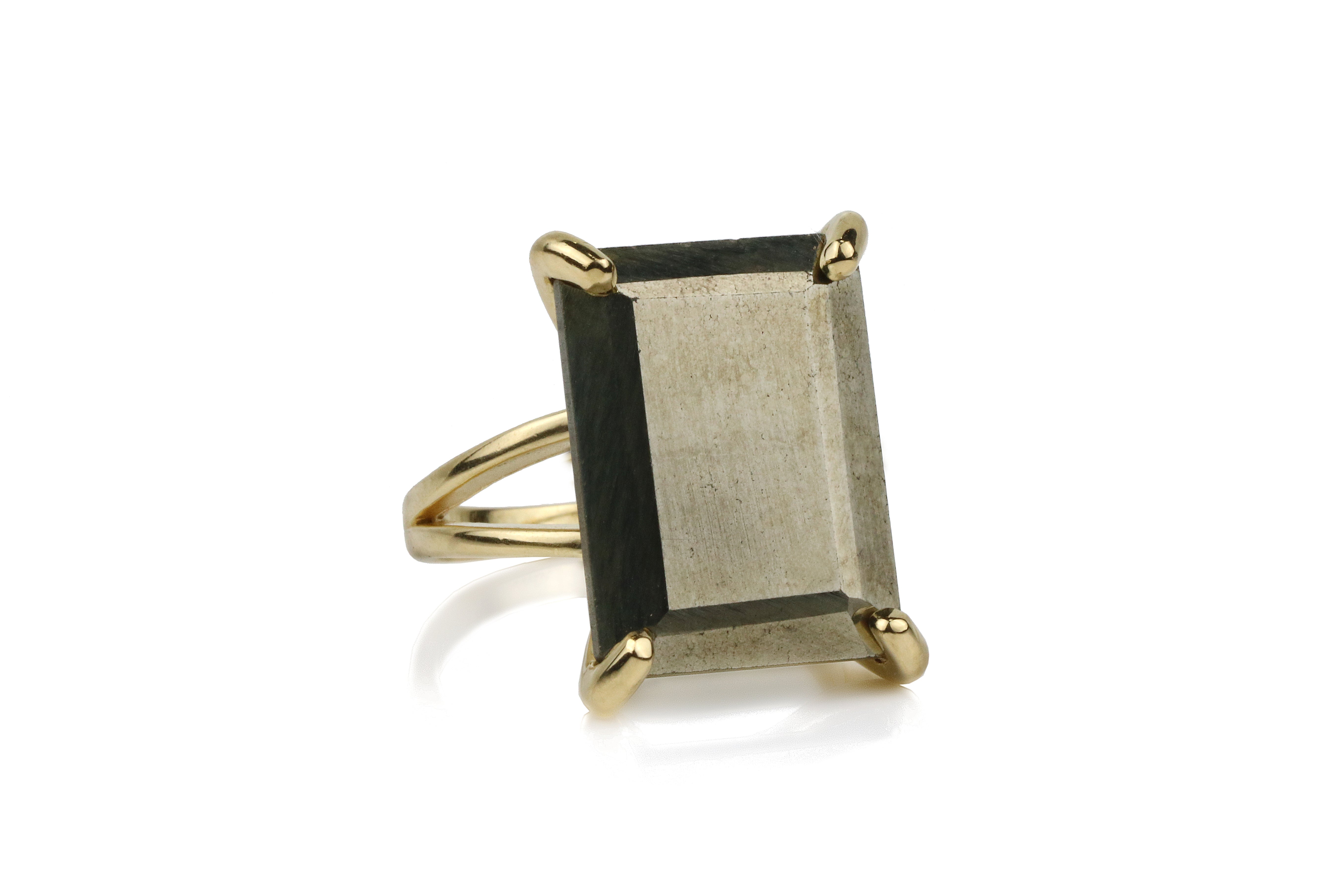 Natural Pyrite Gemstone Rectangle Ring Rings Anemone Jewelry