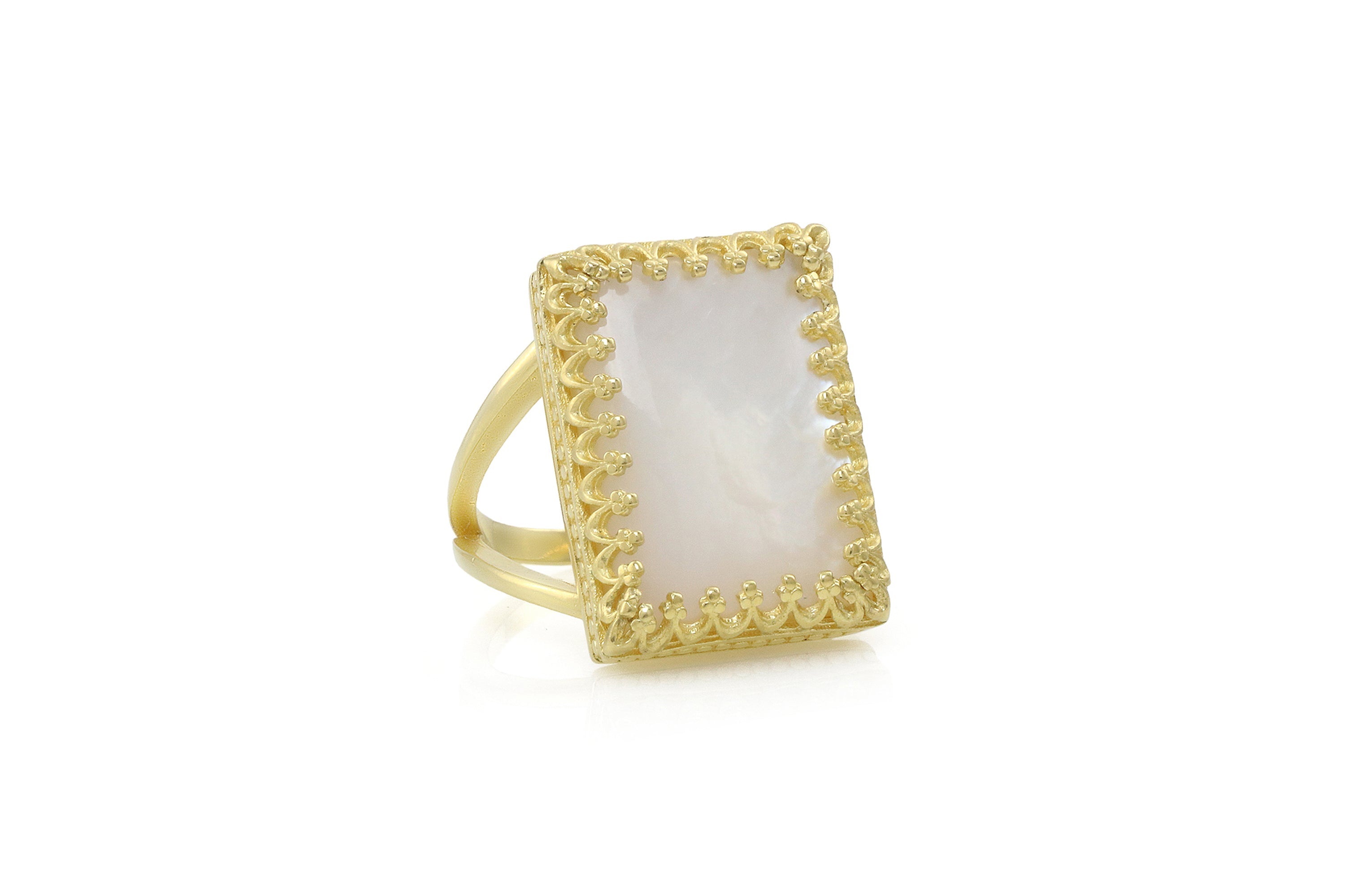 Mother of Pearl Sterling Silver Ring Rings Anemone Jewelry