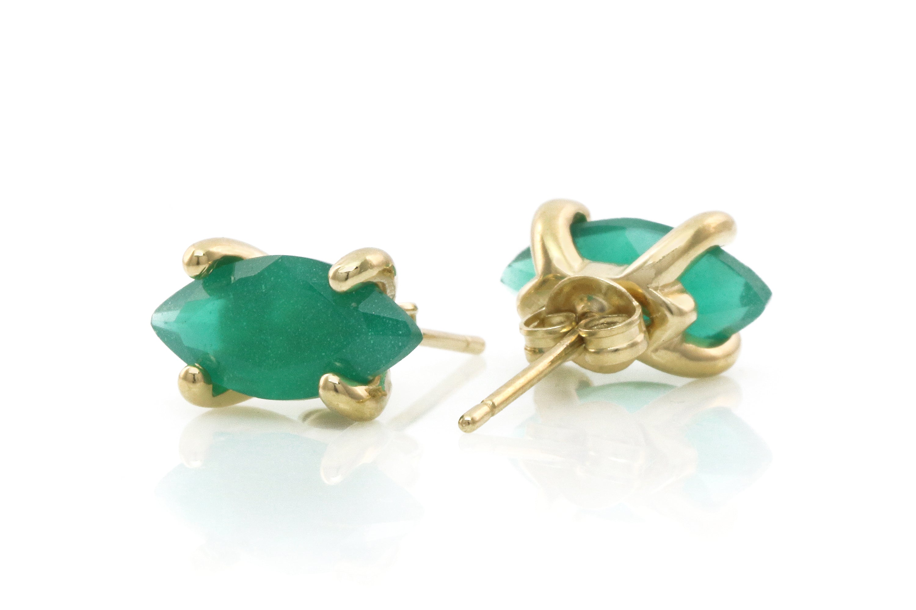 Green Onyx Gold Stud Earrings Earrings Anemone Unique