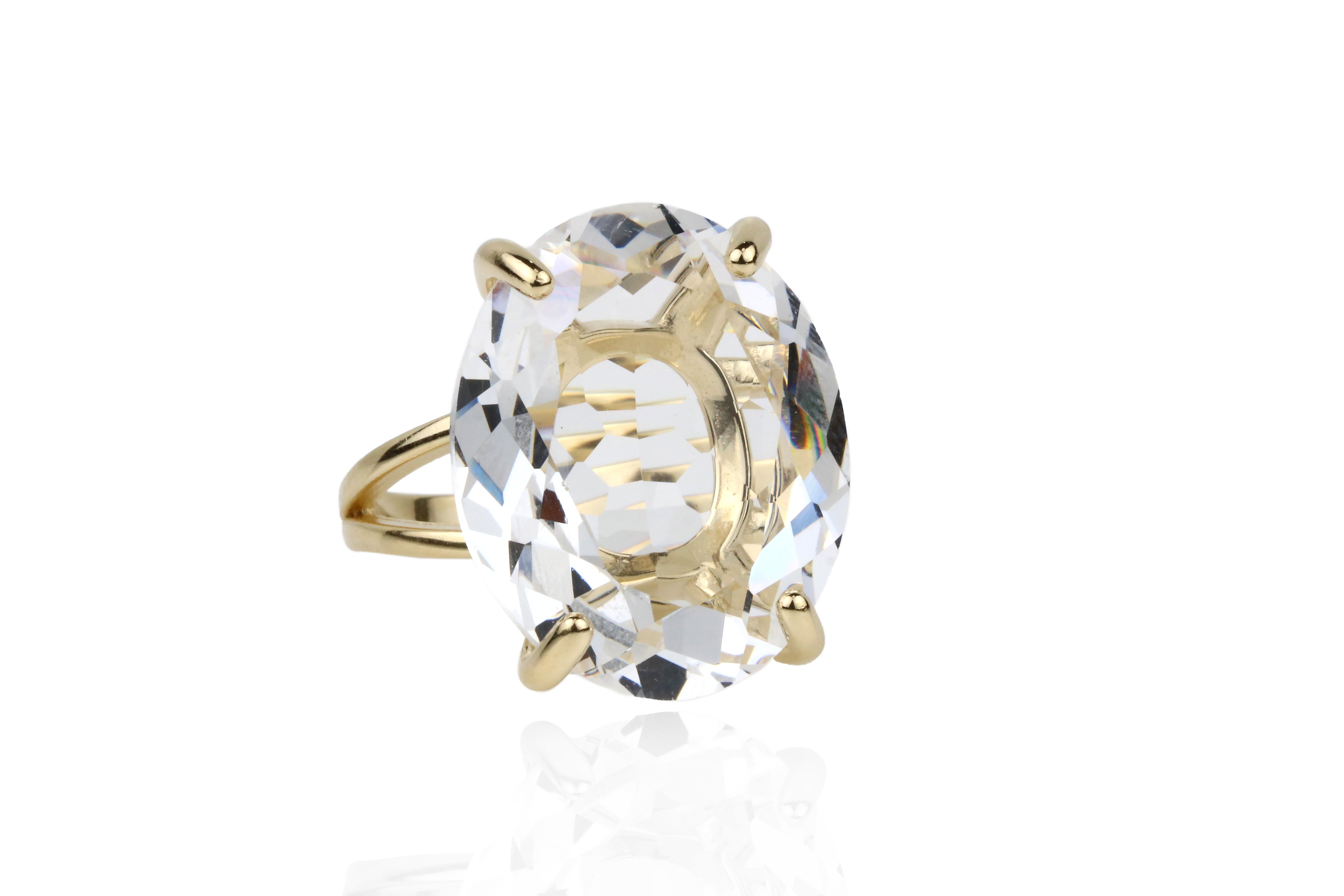 Faceted Quartz Crystal in 14K Gold-filled Ring Band Rings Anemone Jewelry