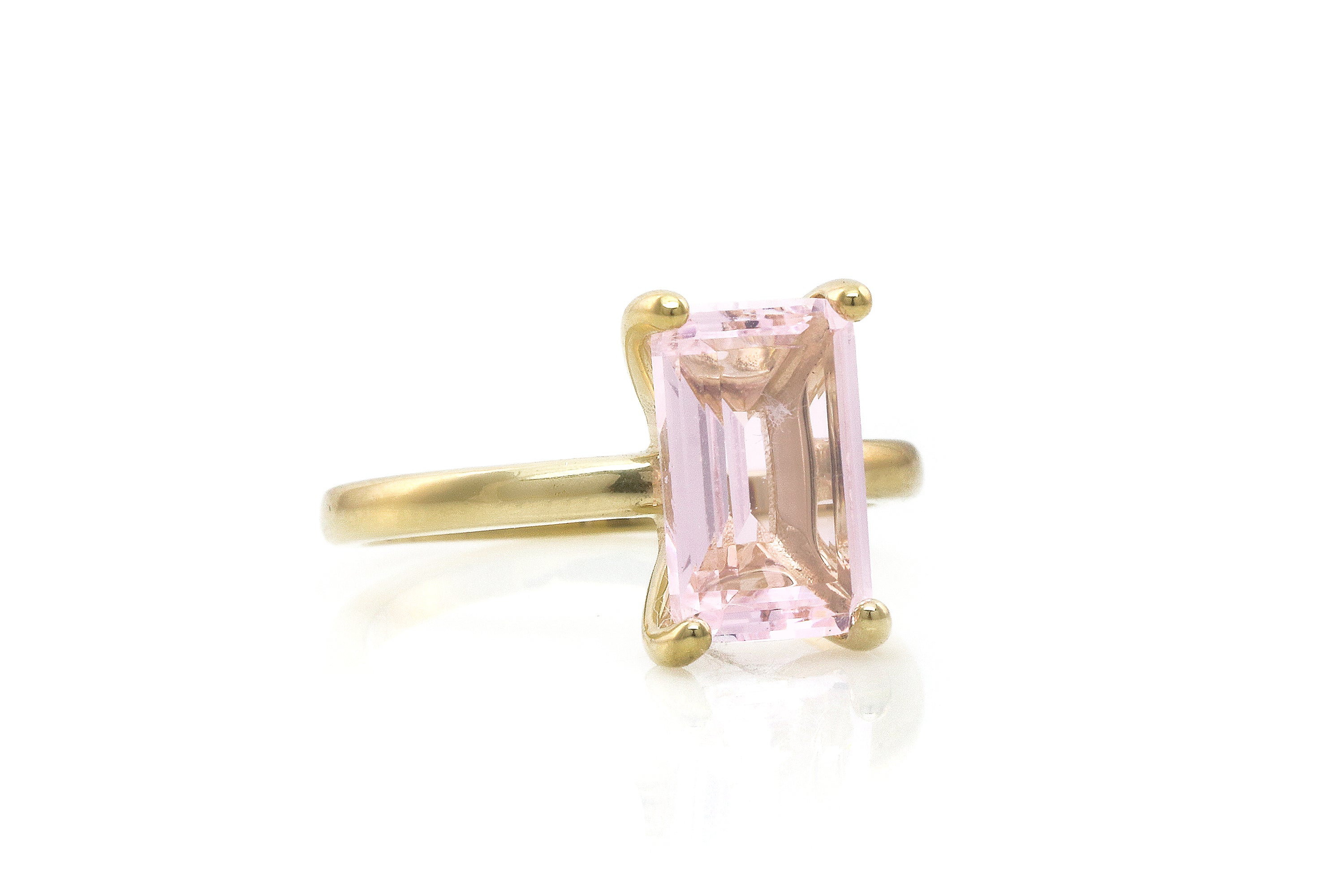 Rectangle Rose Quartz Dainty Gold Ring Rings Anemone Unique