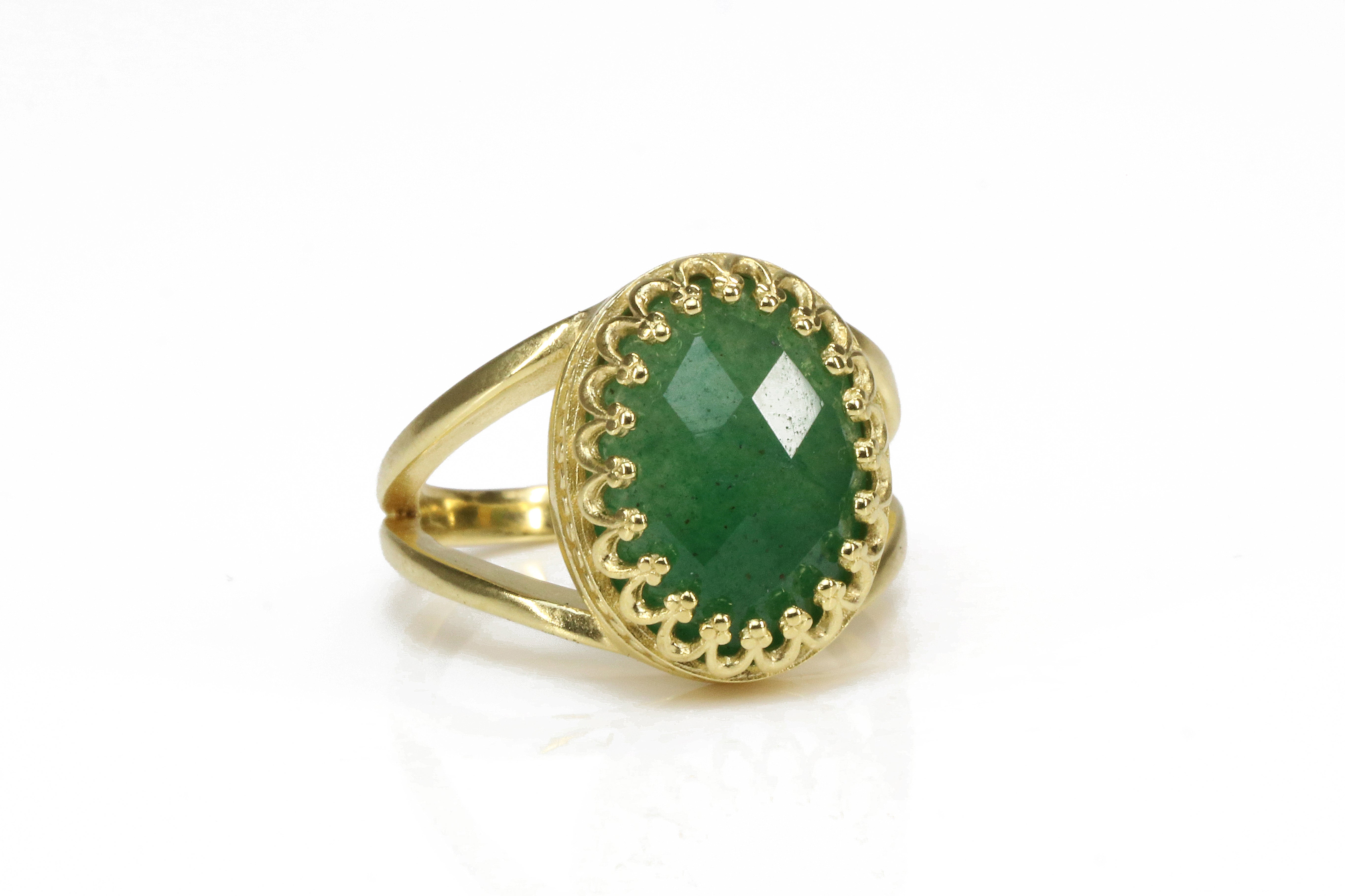 Exquisite Green Aventurine Ring in 14k Gold-filled Band Rings Anemone Jewelry