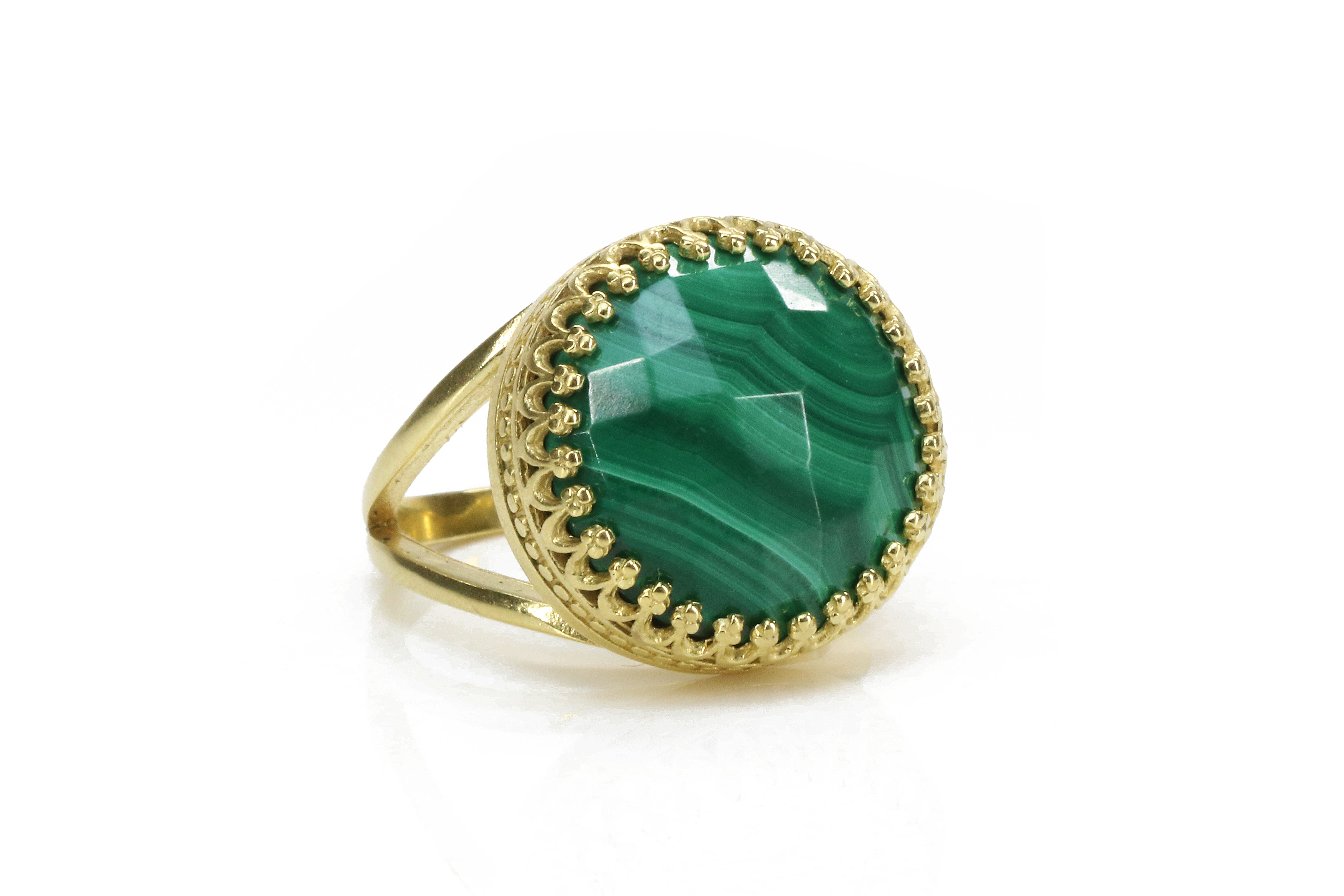 Banded Malachite Ring in 14k Gold Rings Anemone Jewelry