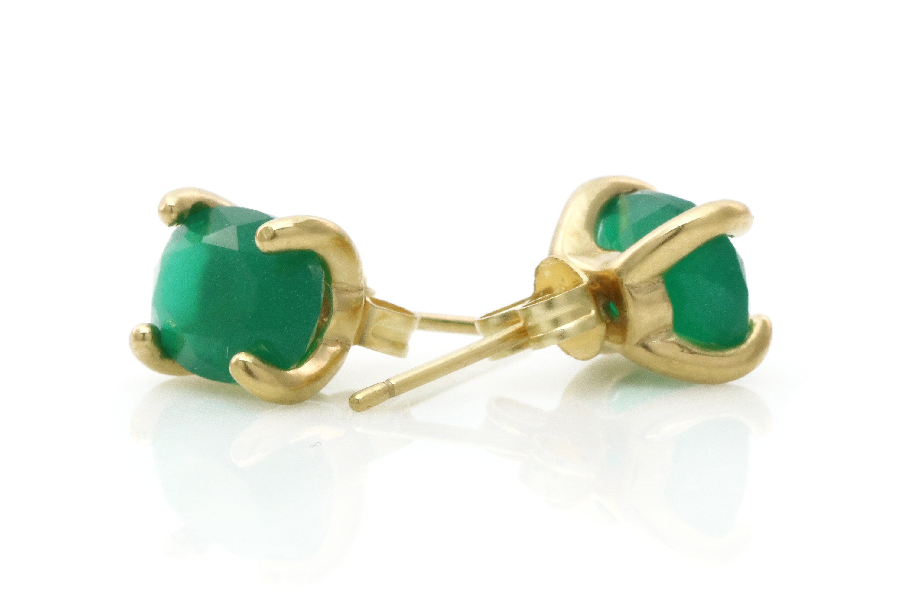 Vibrant Green Onyx Gold Earrings Earrings Anemone Unique