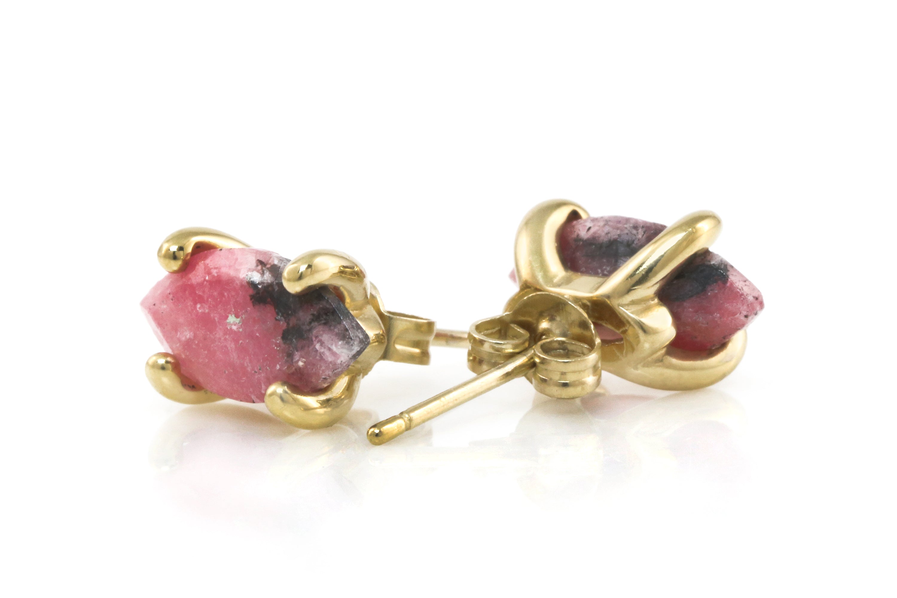 Rhodonite Stone Earrings in 14k Gold Earrings Anemone Unique
