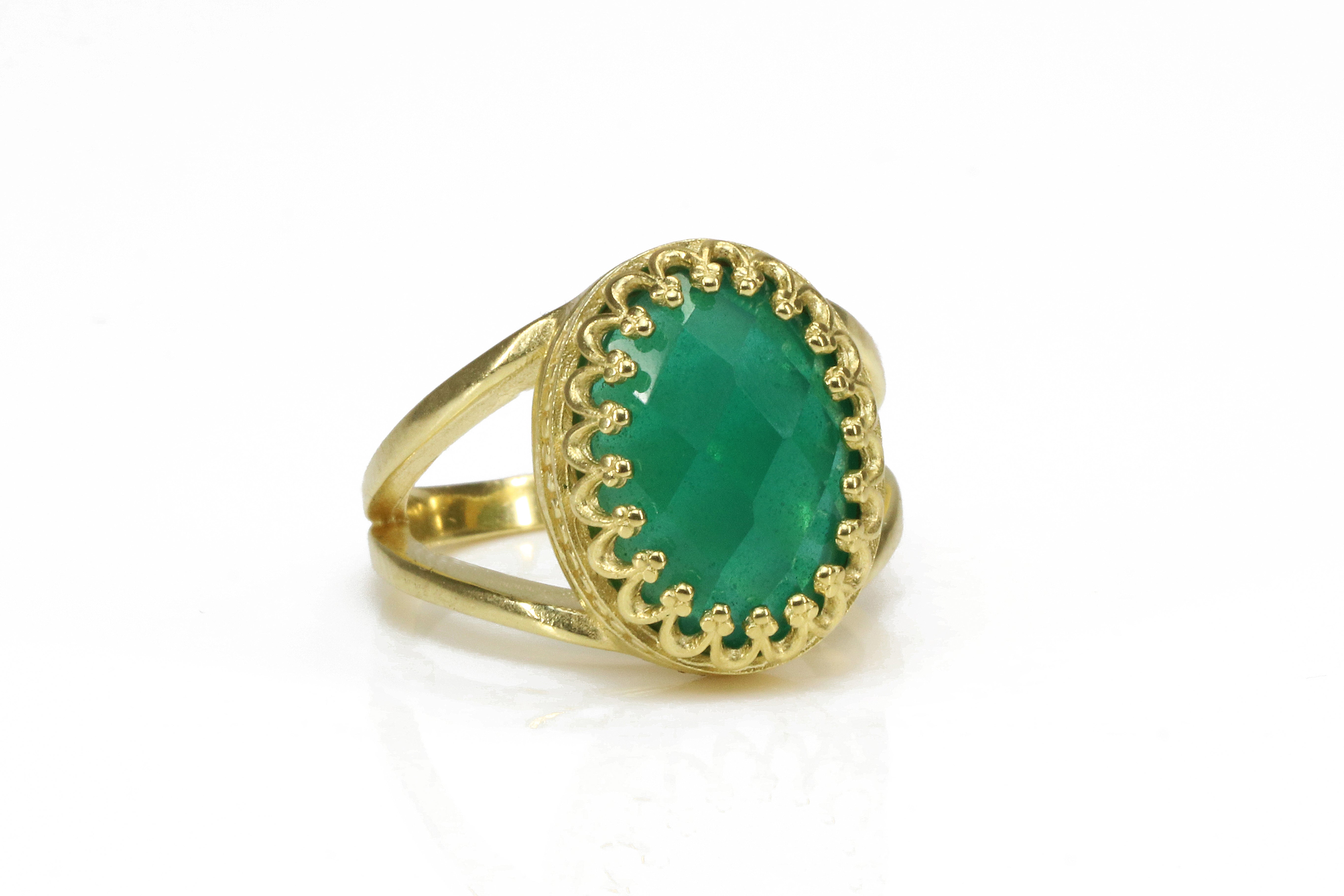 Attractive Green Onyx in 14k Gold-filled Ring Band Rings Anemone Jewelry