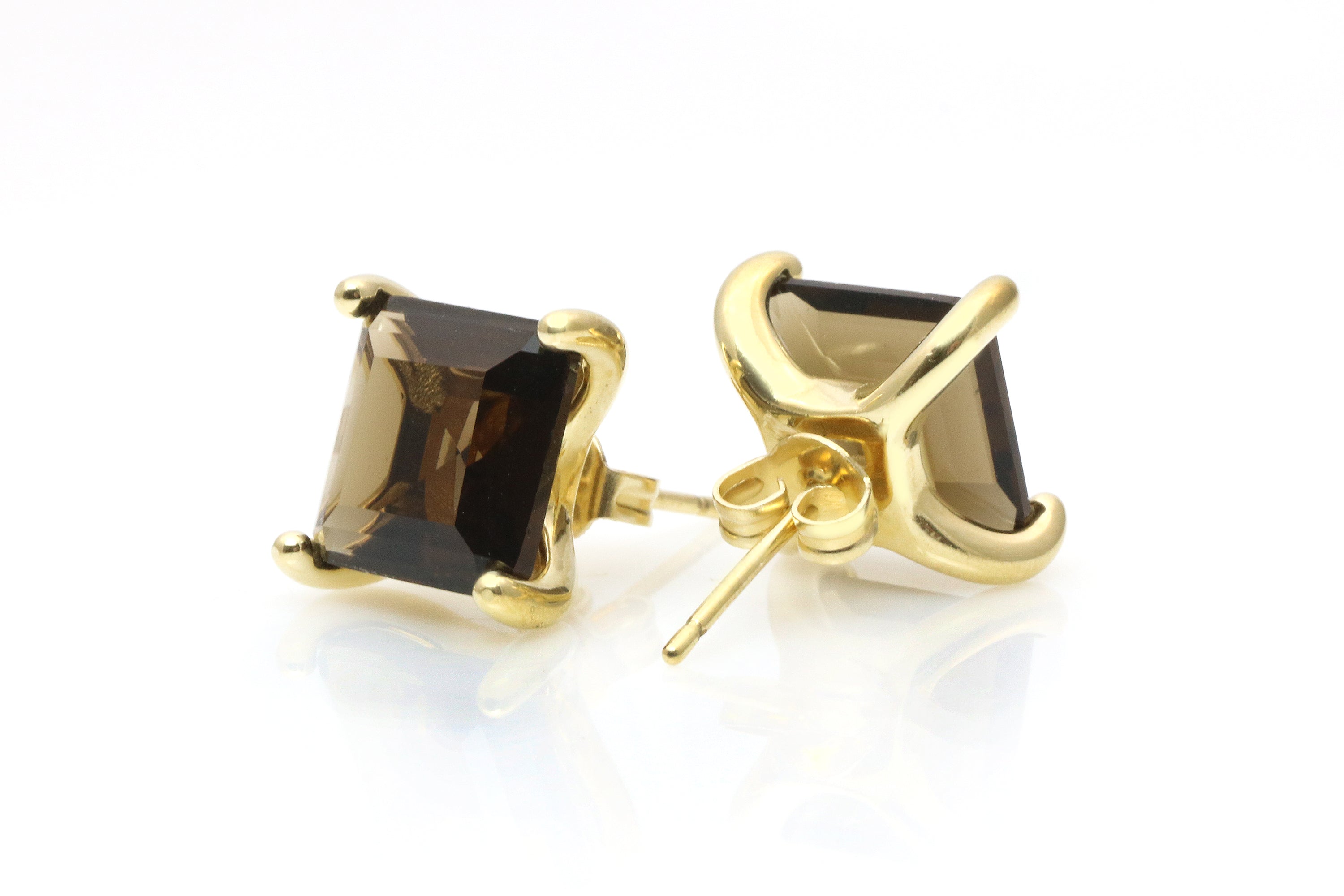 Lustrous Square Quartz Earrings in Gold Earrings Anemone Unique