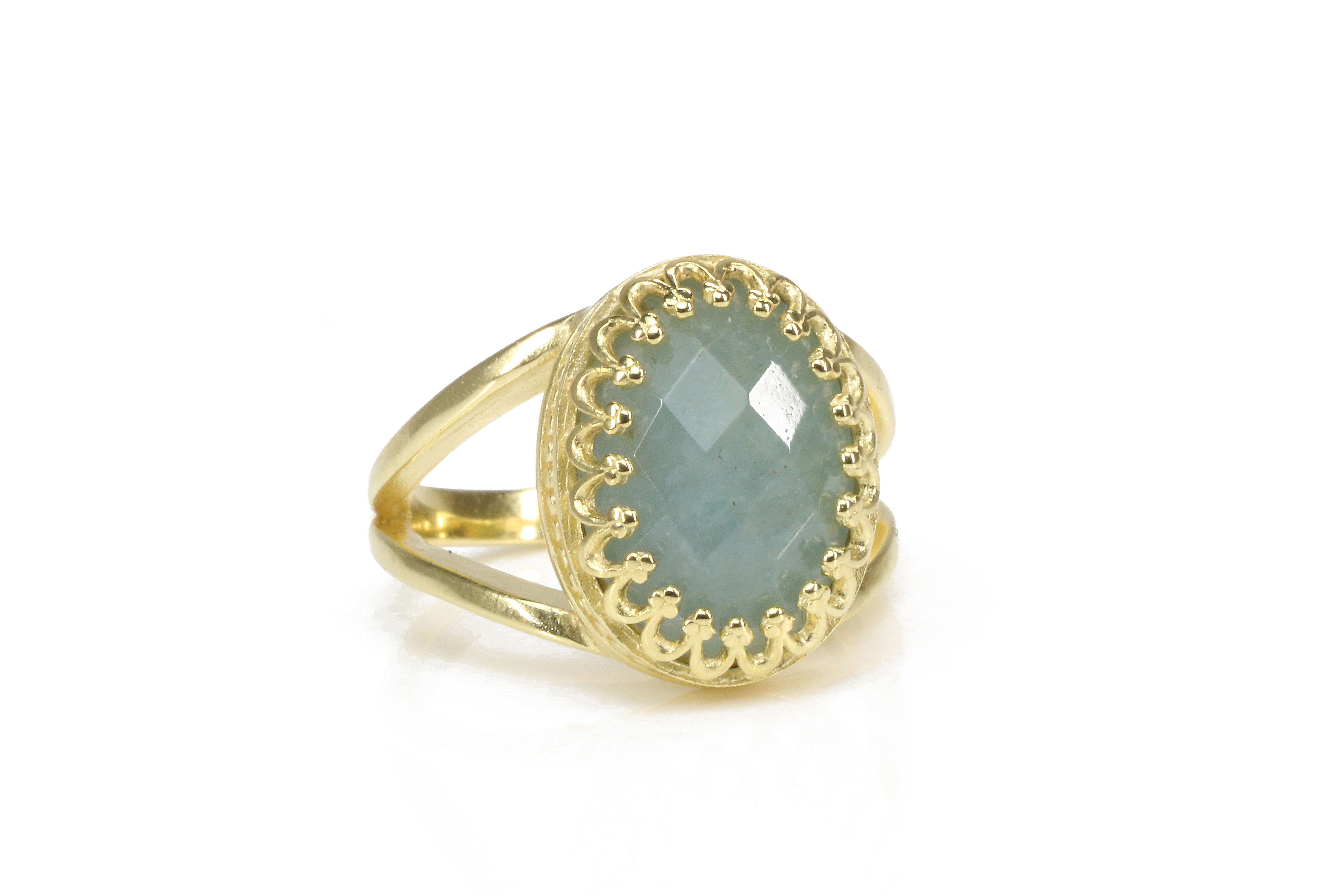 Exquisite Oval Aquamarine Gemstone in 925 Sterling Silver Rings Anemone Jewelry