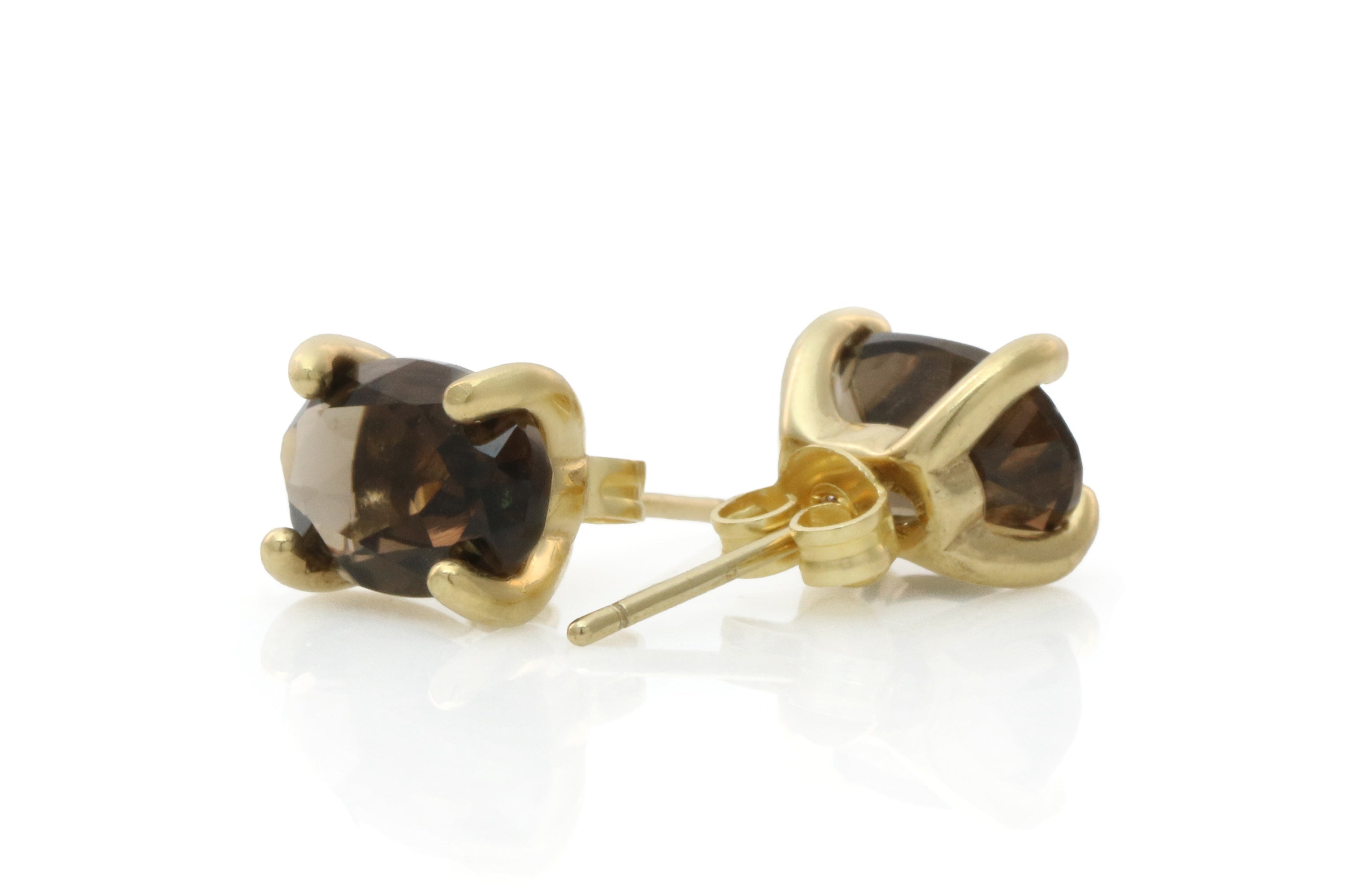 Oval Brown Smoky Quartz Gold Earrings Earrings Anemone Unique