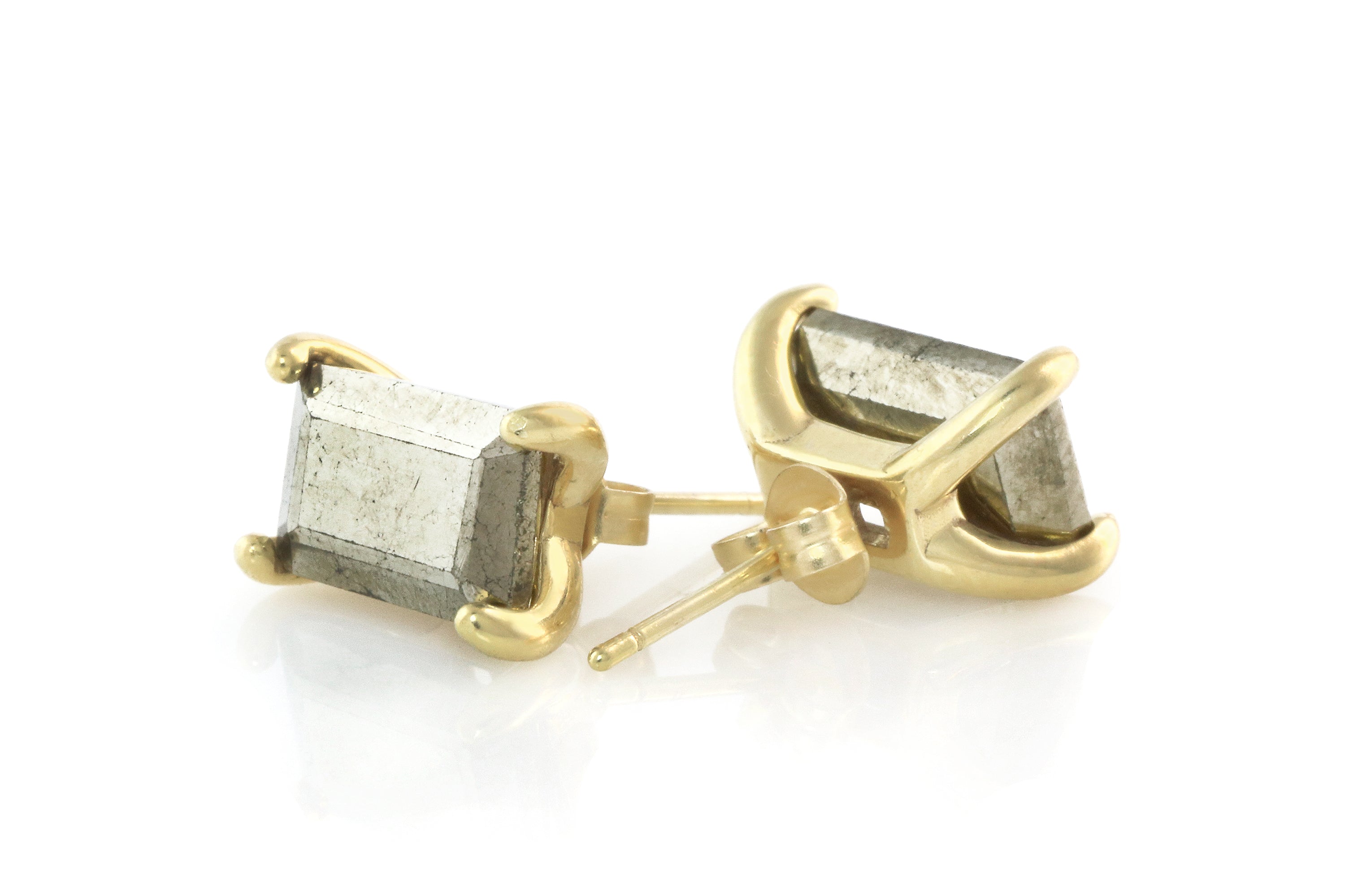 Adorable Iron Pyrite Stud Earrings in Gold Earrings Anemone Unique