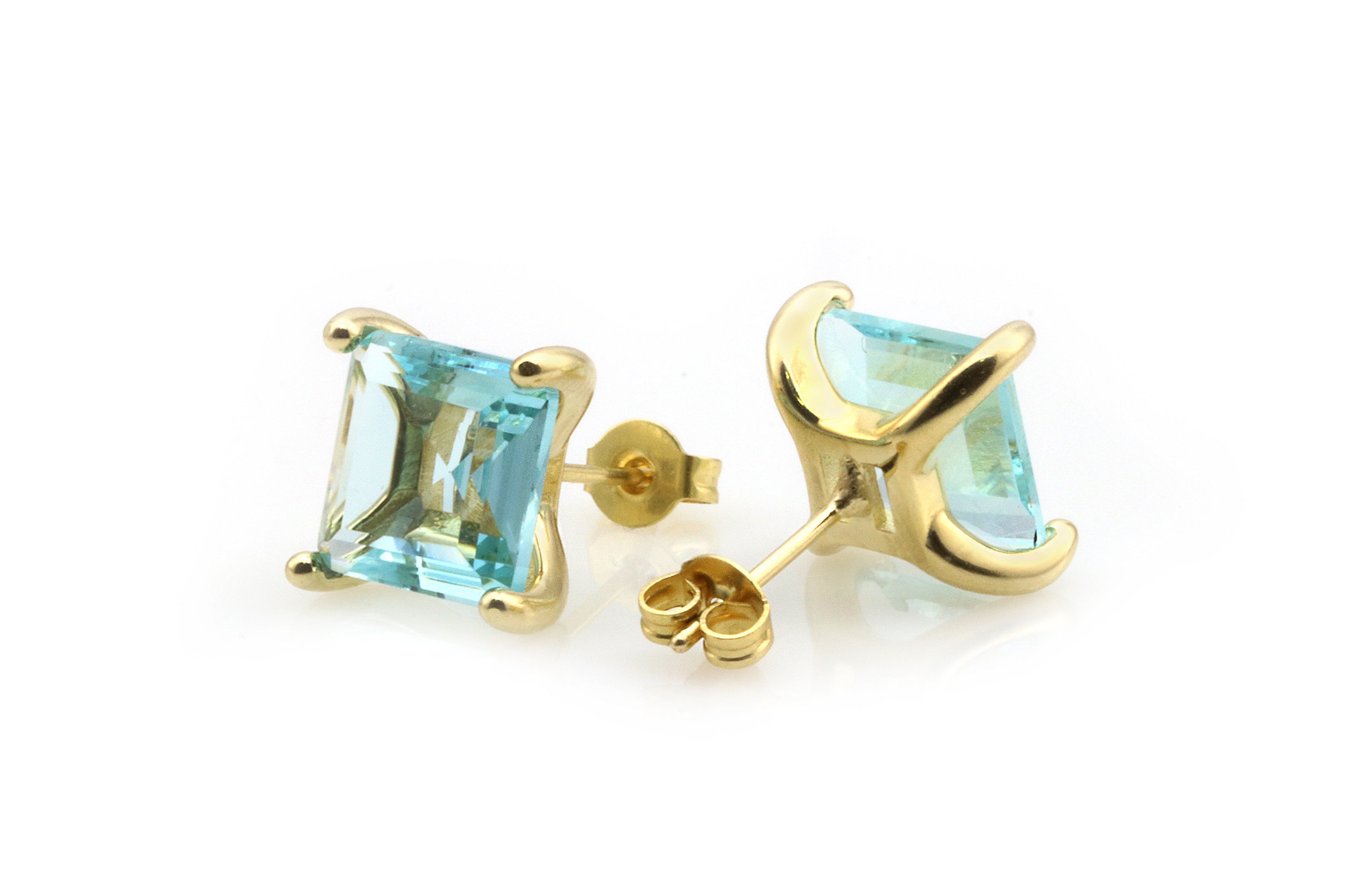 Delicate Blue Topaz Silver Earrings in Studs Earrings Anemone Unique