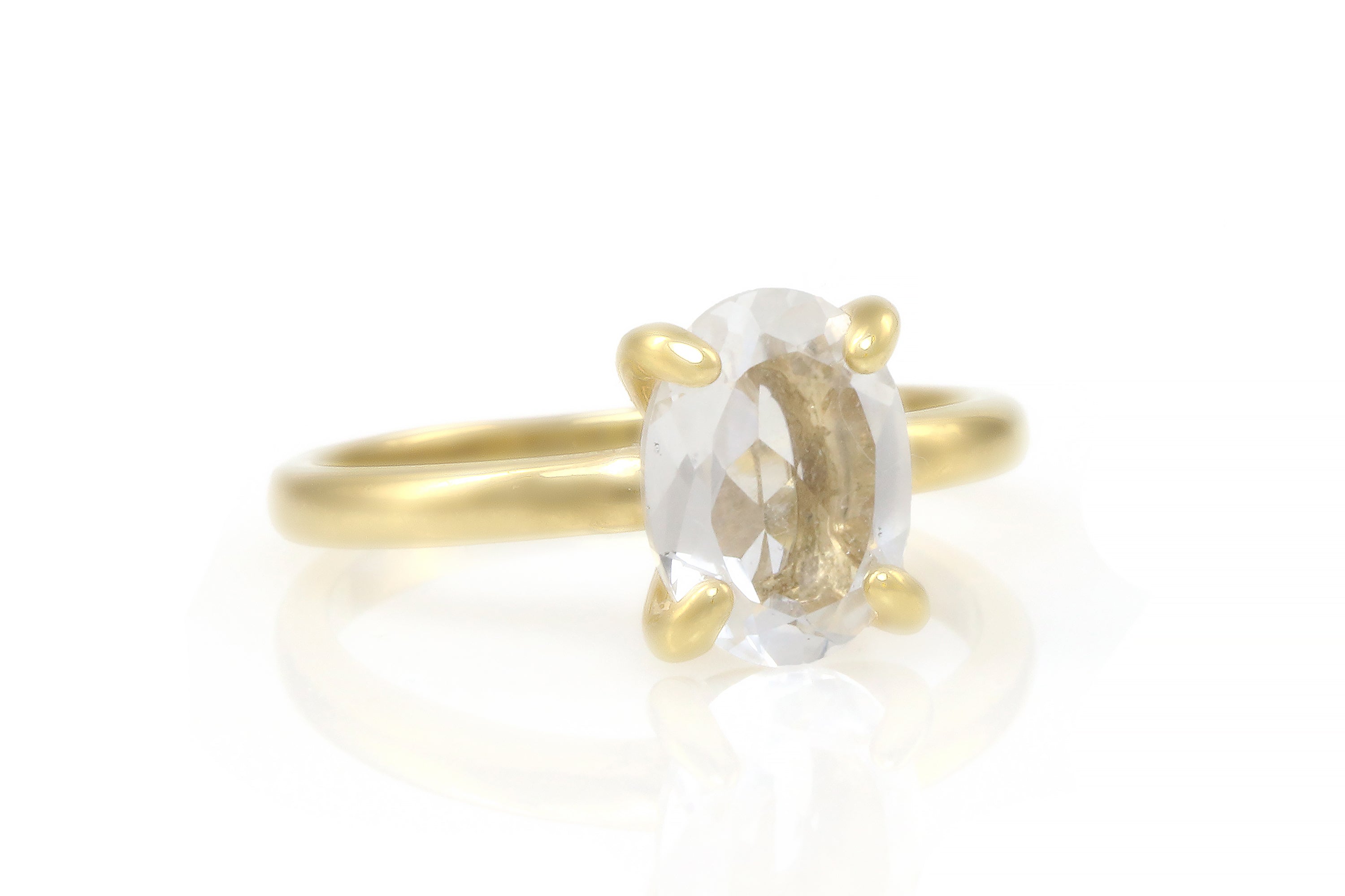 Chic Solitaire Crystal Quartz Gold Ring Rings Anemone Unique