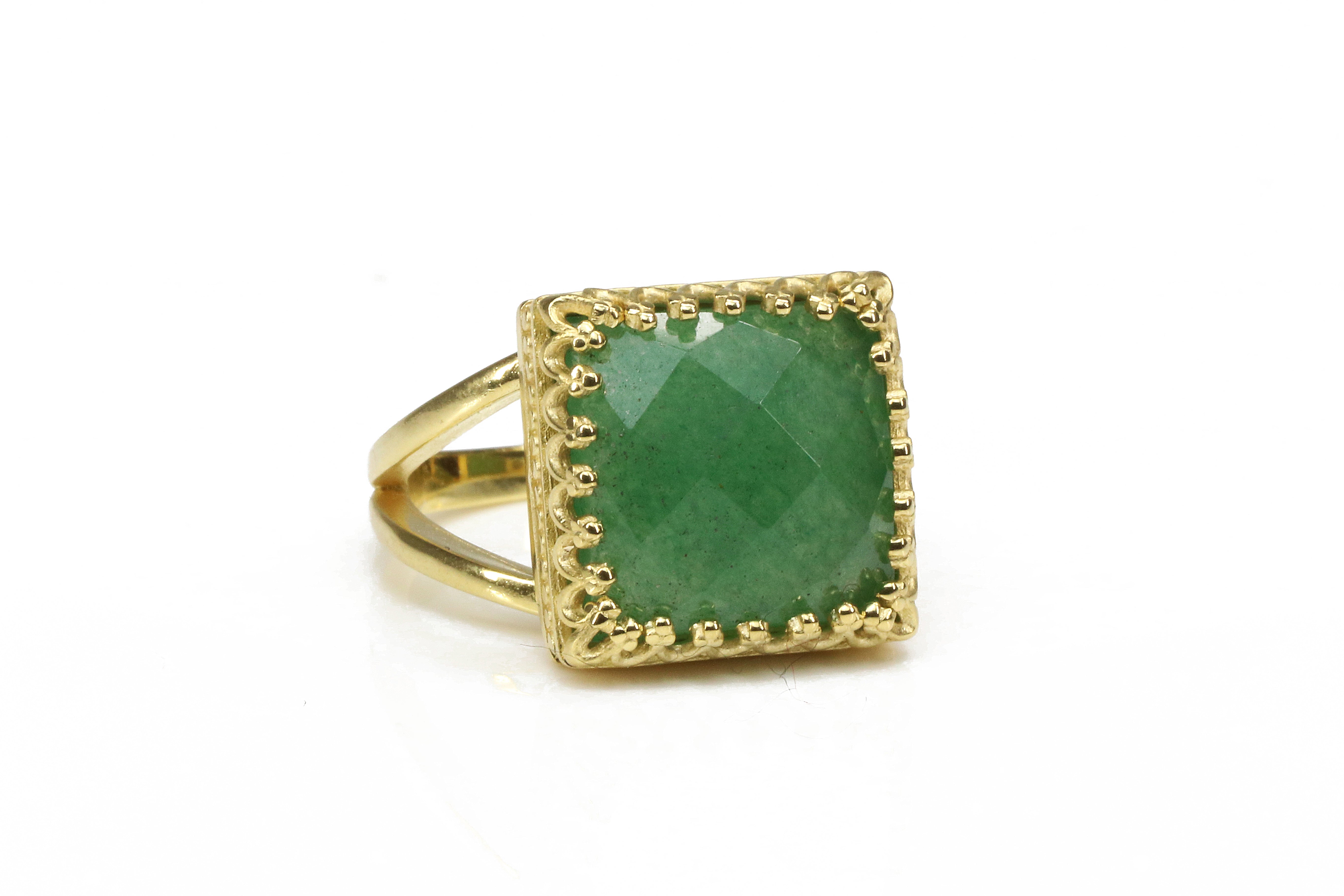 Intricate Aventurine Ring in 925 Sterling Silver Band Rings Anemone Jewelry