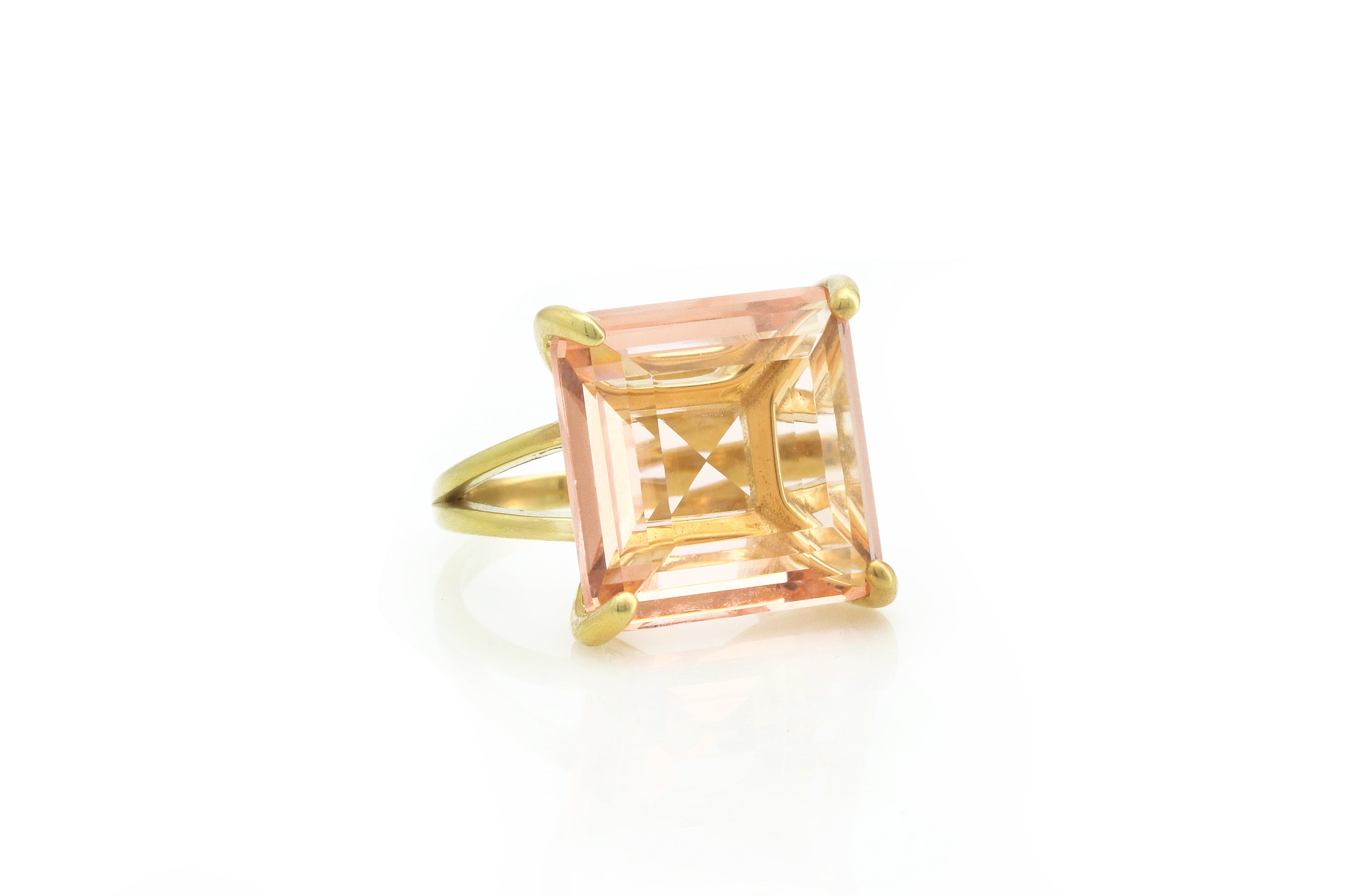Luscious Square Morganite Gold Ring Rings Anemone Jewelry