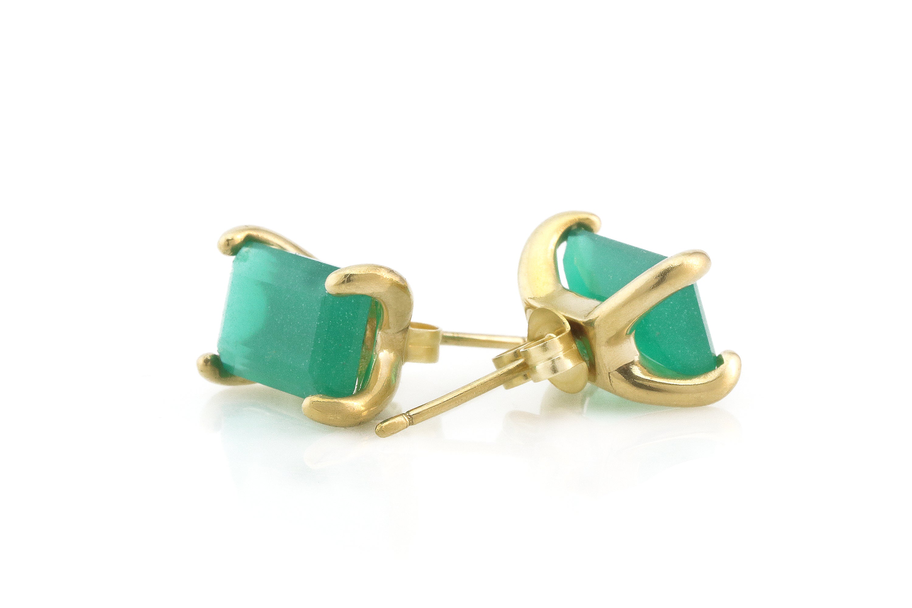 Luscious Gold Filled Green Onyx Earrings Earrings Anemone Unique