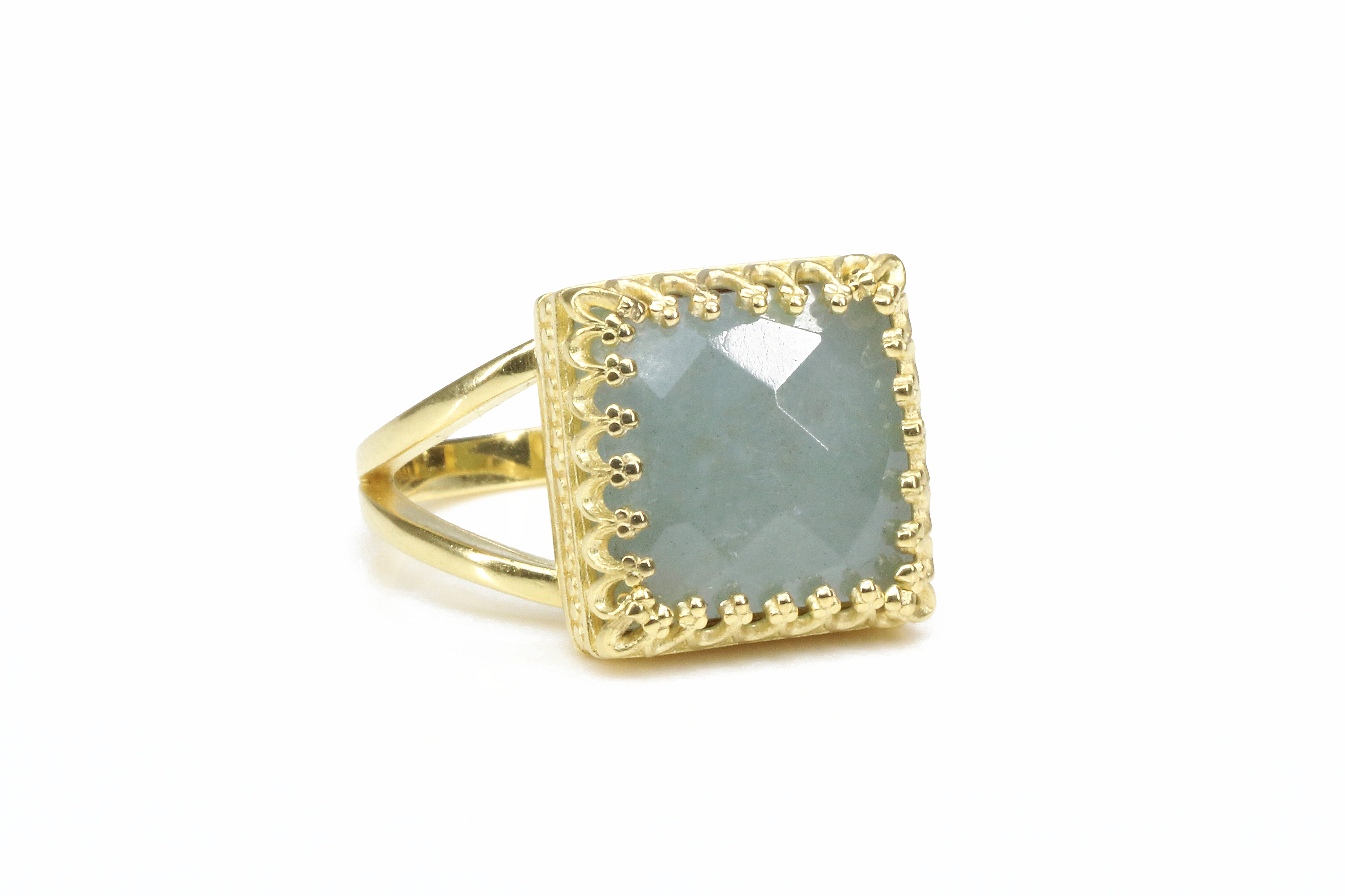 Aquamarine Square Ring Rings Anemone Jewelry