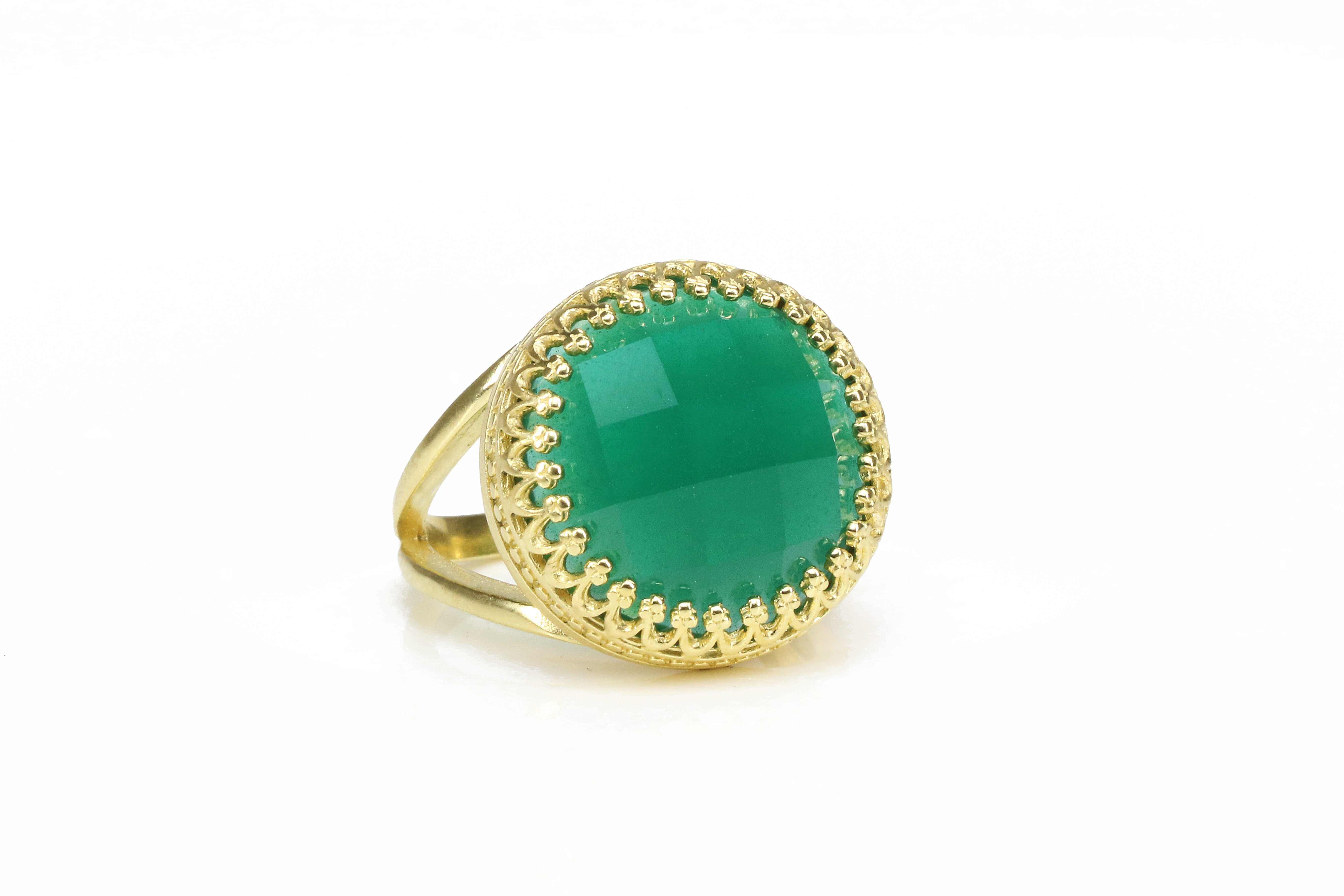 Sophisticated Green Onyx in 14k Gold-filled Ring Band Rings Anemone Jewelry