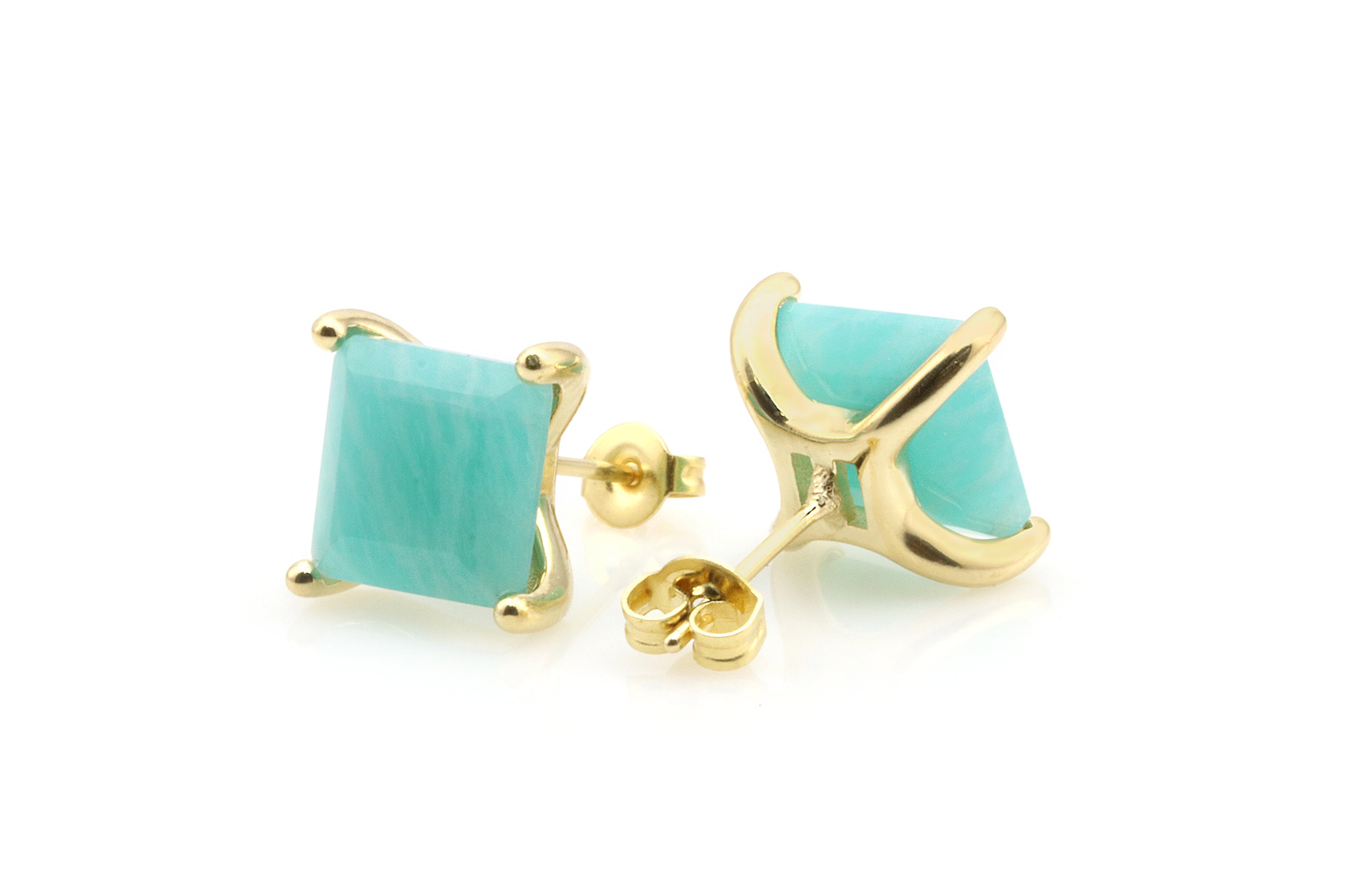 Amazing Amazonite Earrings in Gold Earrings Anemone Unique