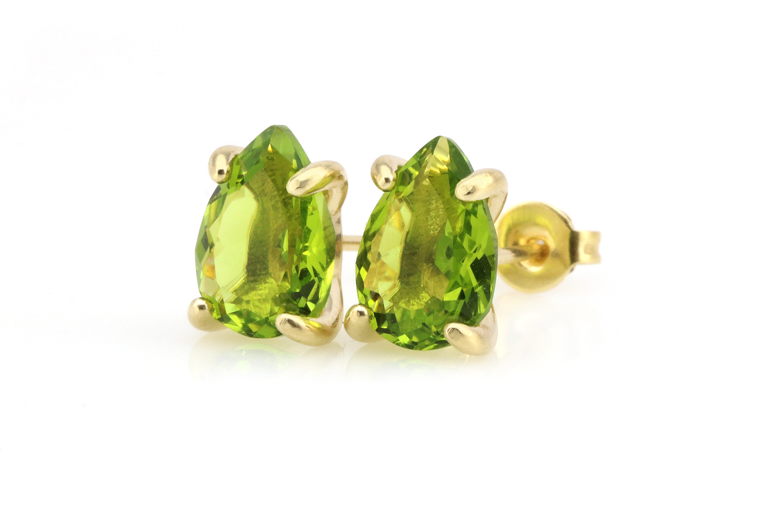 Delicate Teardrop Peridot Earrings in Gold Earrings Anemone Unique