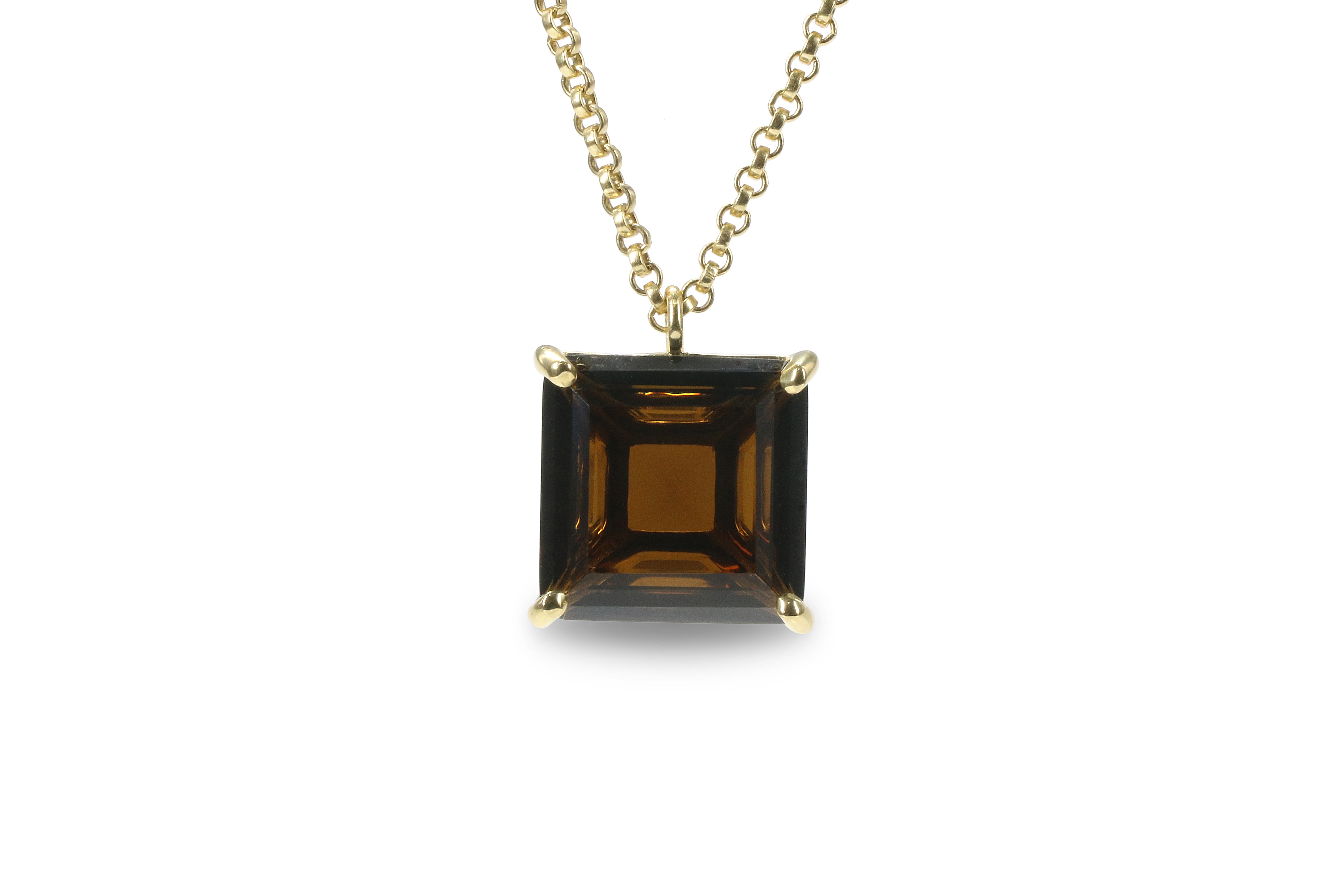 14k Gold Custom Smoky Quartz Necklace necklaces Anemone Jewelry