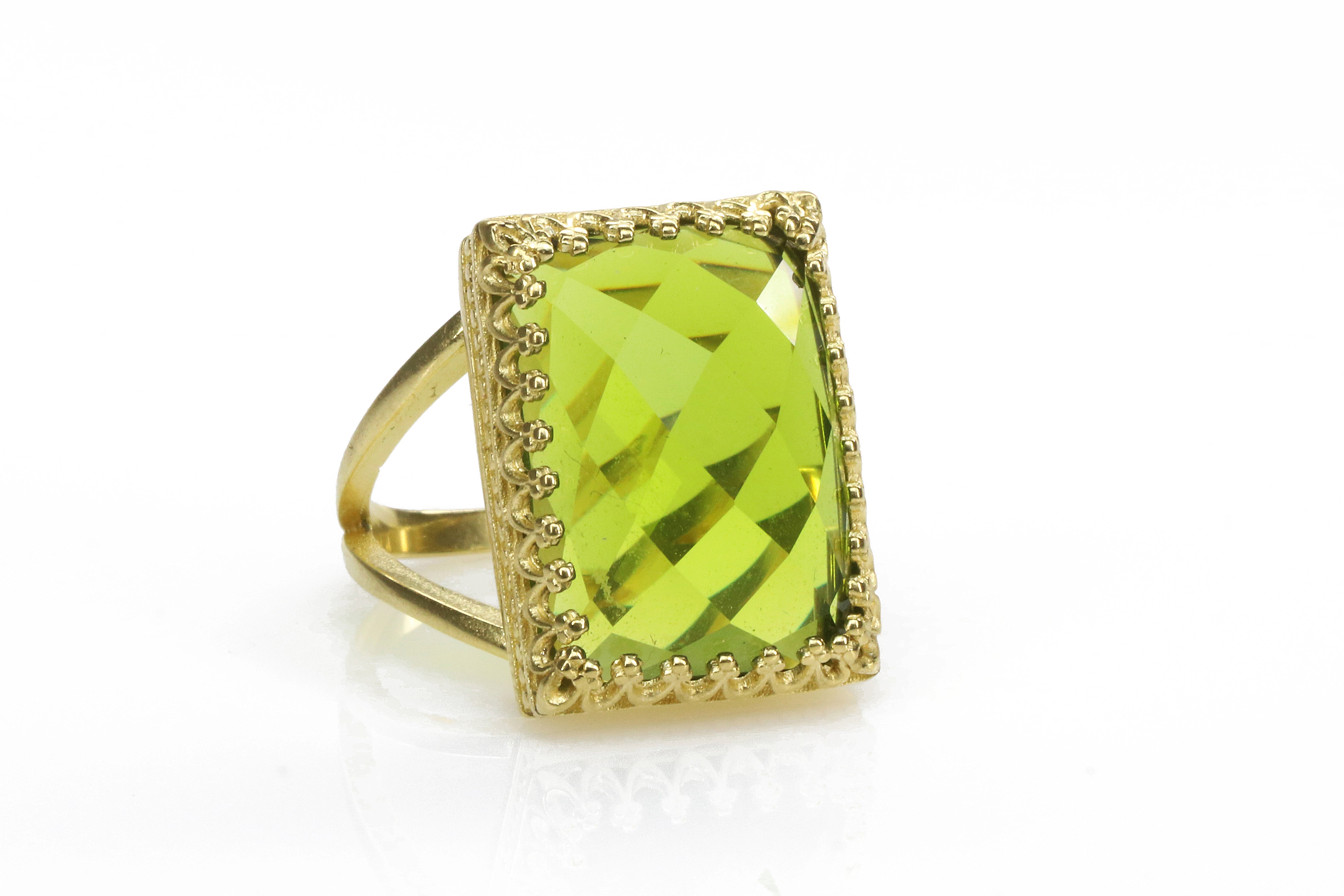 Statement 14k Gold Filled Peridot Ring Rings Anemone Jewelry