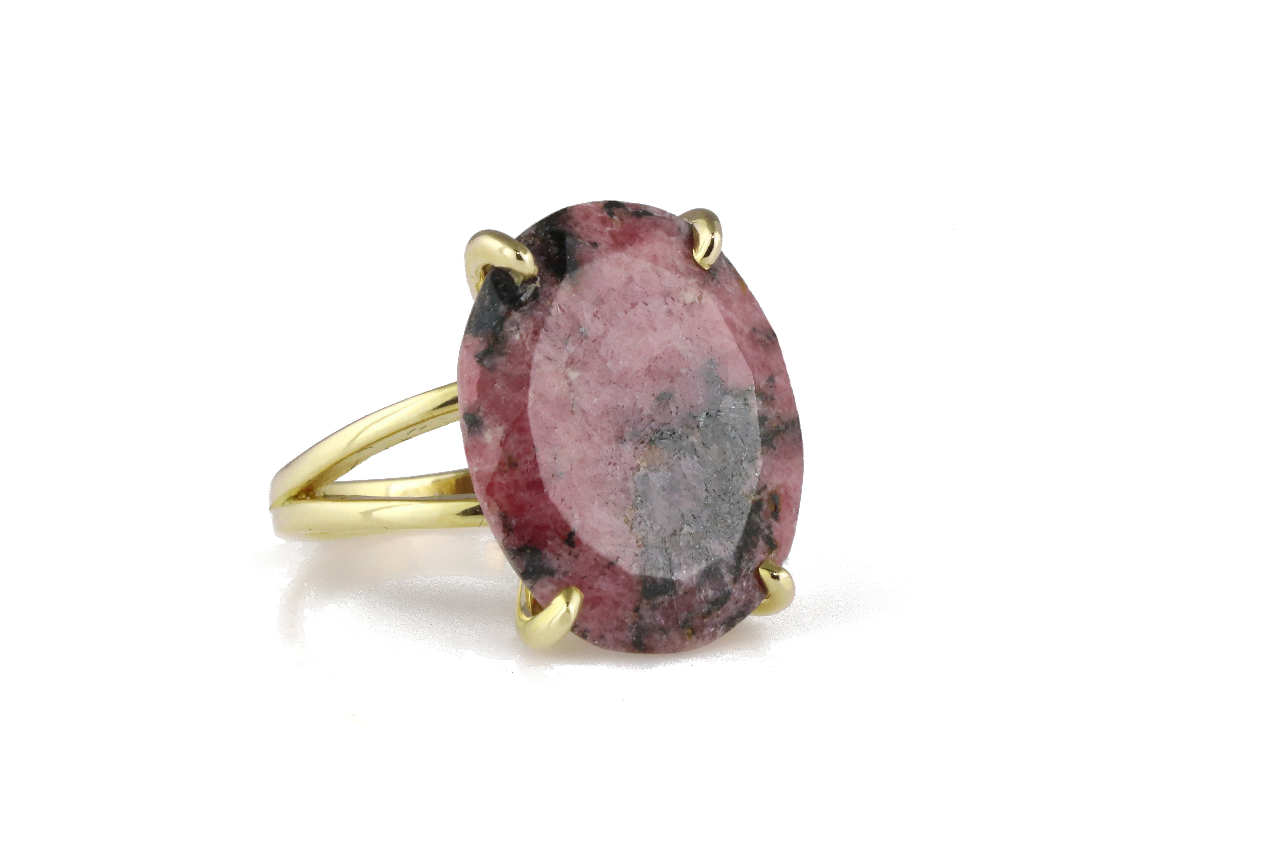Rhodonite Oval Ring in 14k Rose Gold Rings Anemone Jewelry