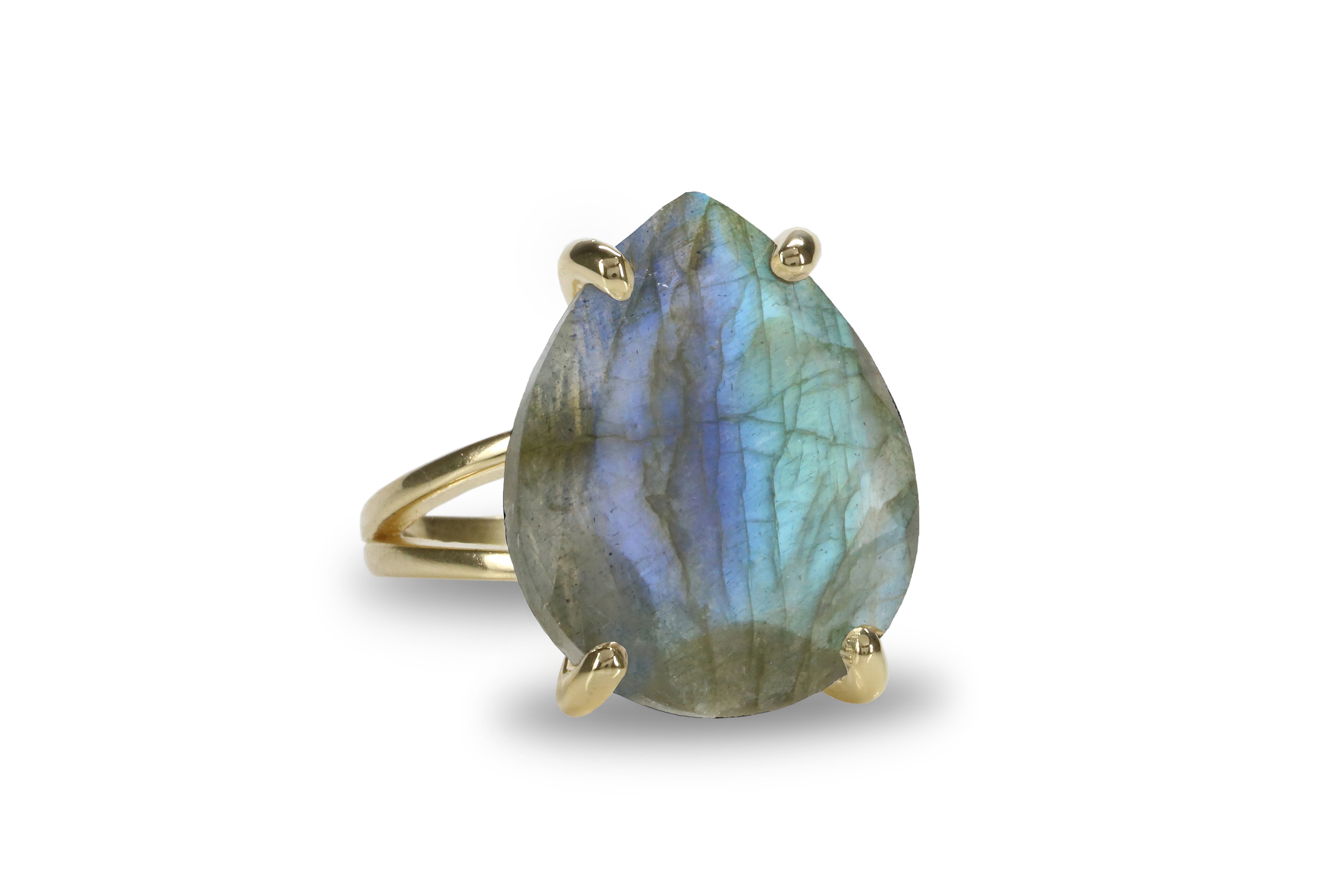 Semiprecious Labradorite Ring in 14k Gold Rings Anemone Jewelry
