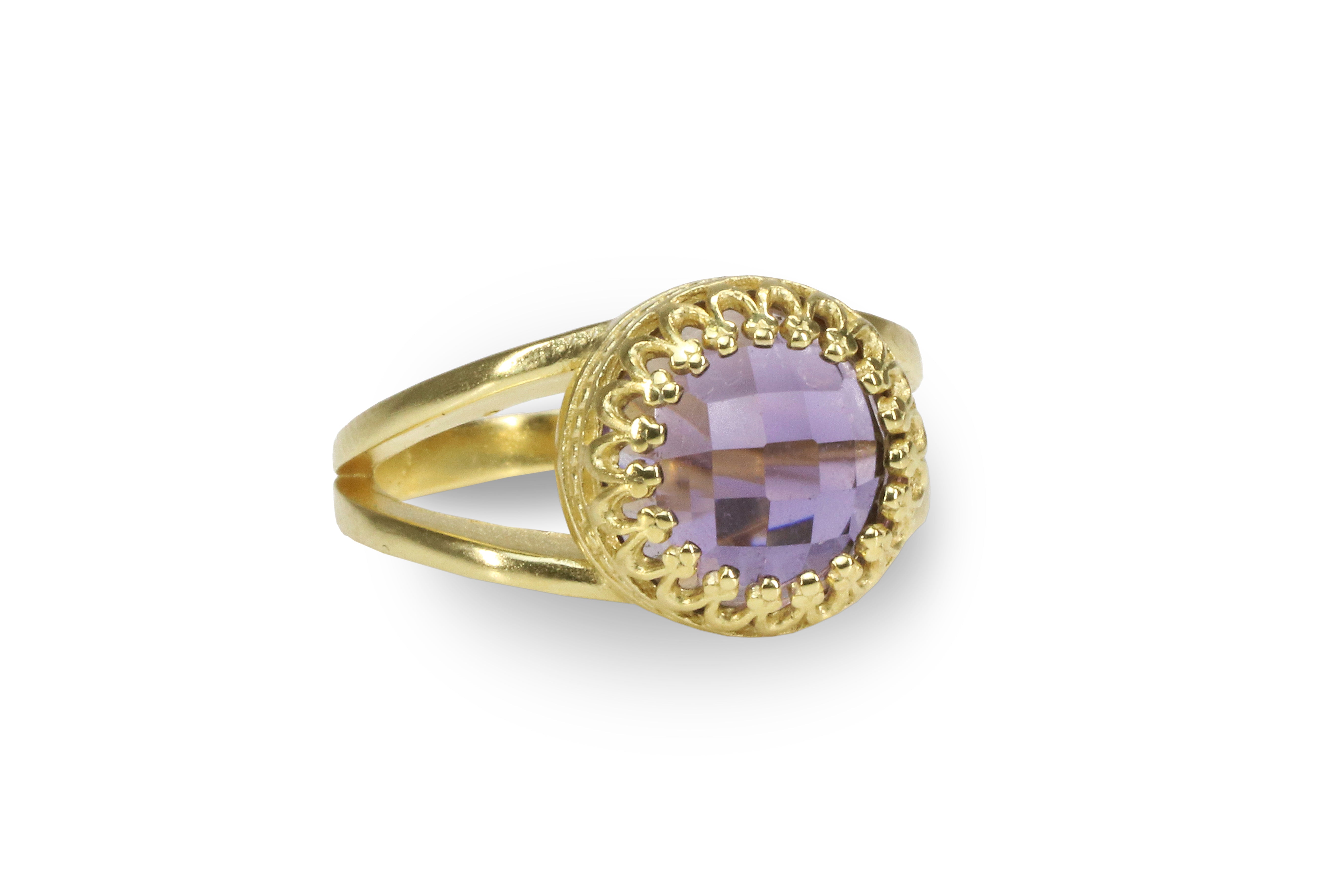 10mm Amethyst Ring in 14K Gold Rings Anemone Jewelry