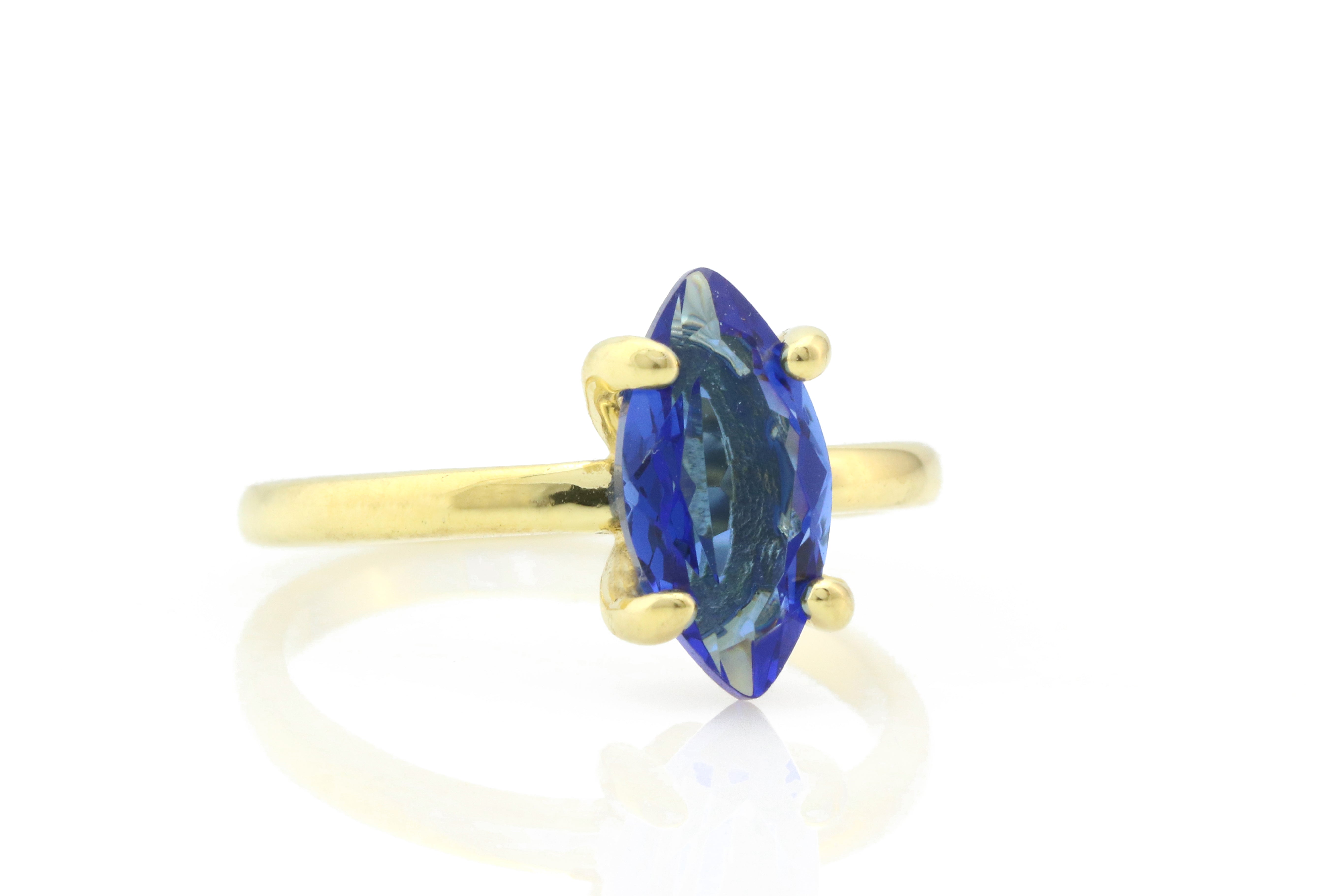 Classic Marquise Blue Sapphire Ring in Gold Rings Anemone Unique