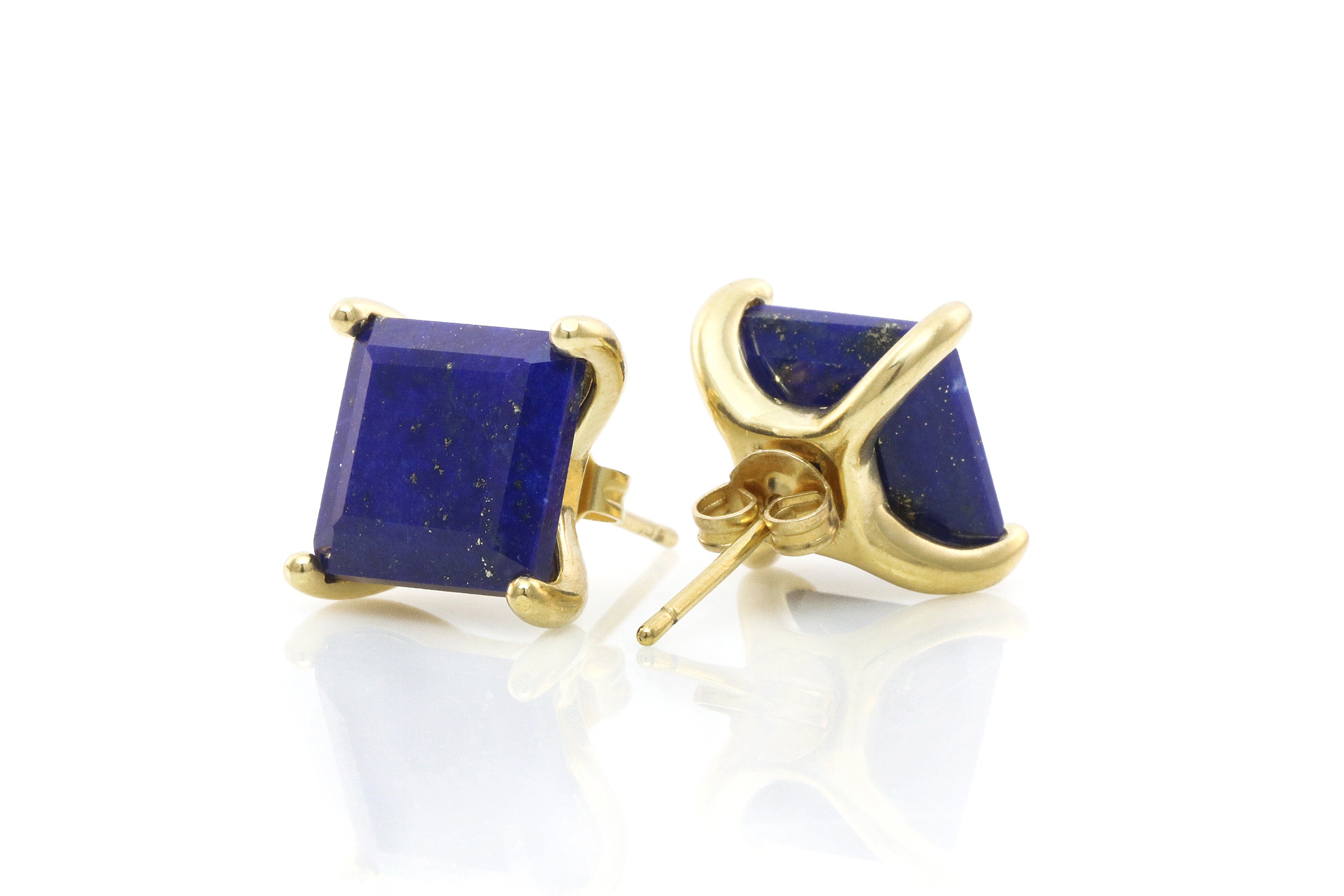 Gold Lapis Lazuli Square Earrings Earrings Anemone Unique