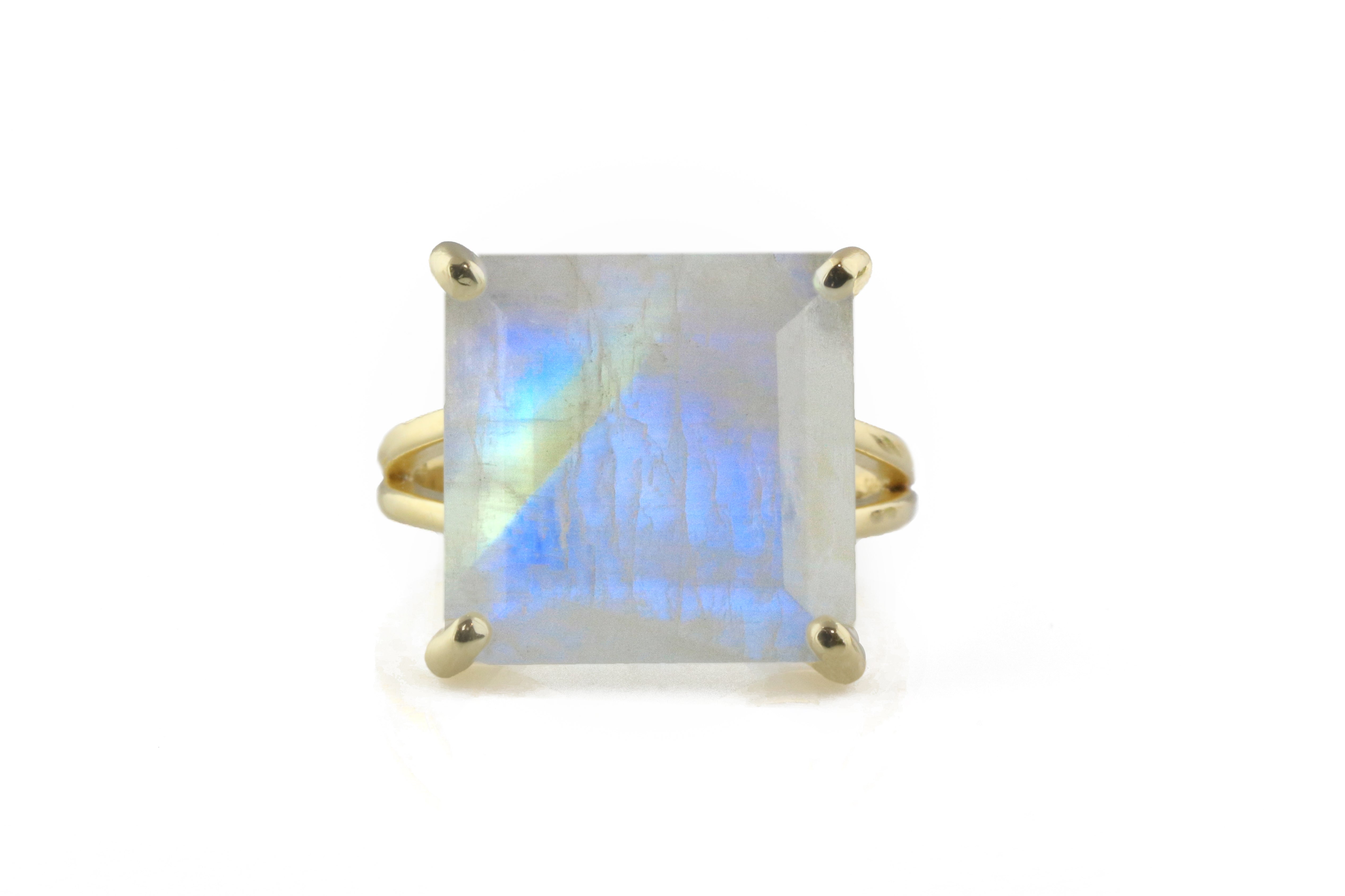 Charming Rainbow Moonstone in 925 Sterling Silver Rings Anemone Jewelry