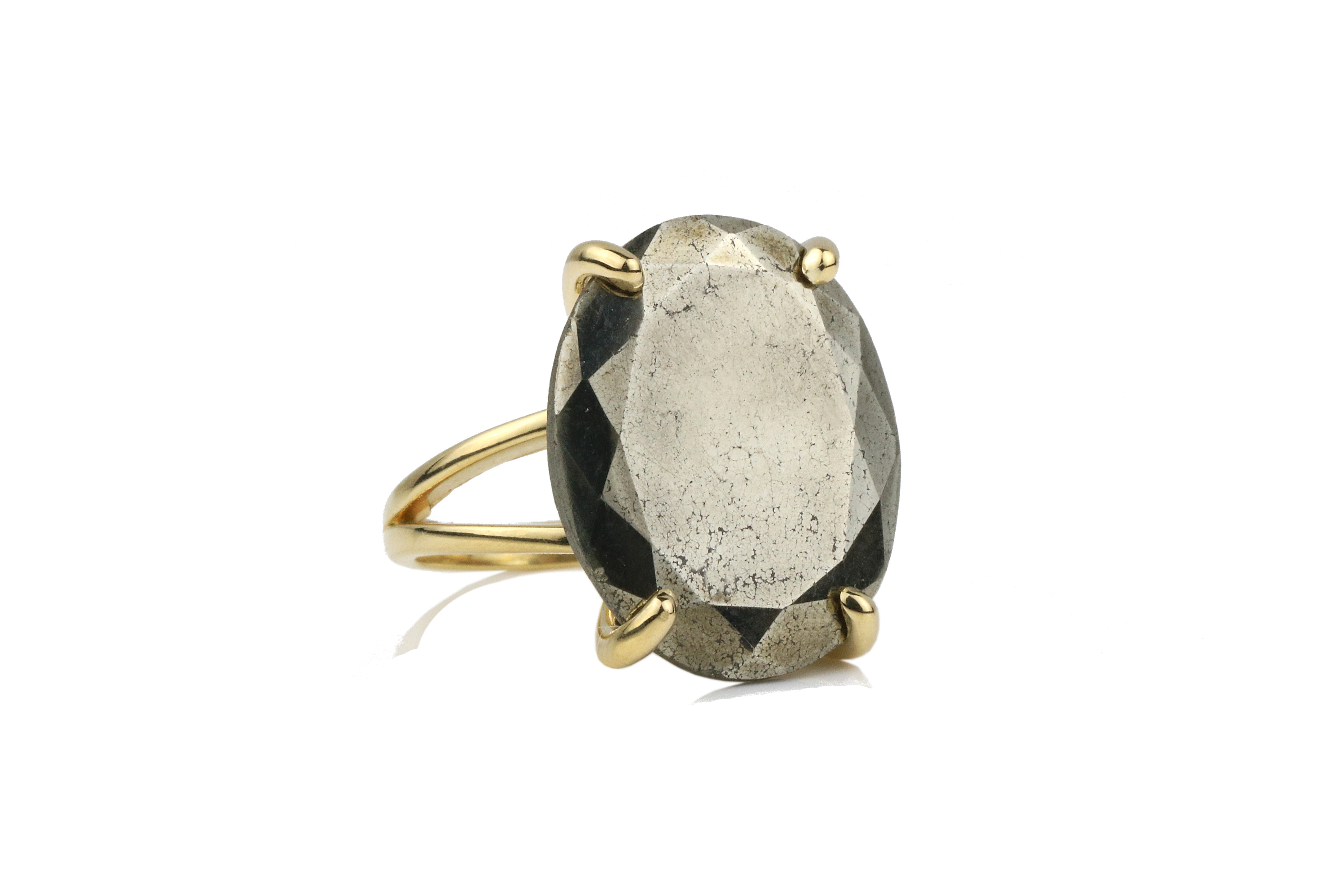 15CT Pyrite Stone Rings in Sterling Silver Rings Anemone Jewelry