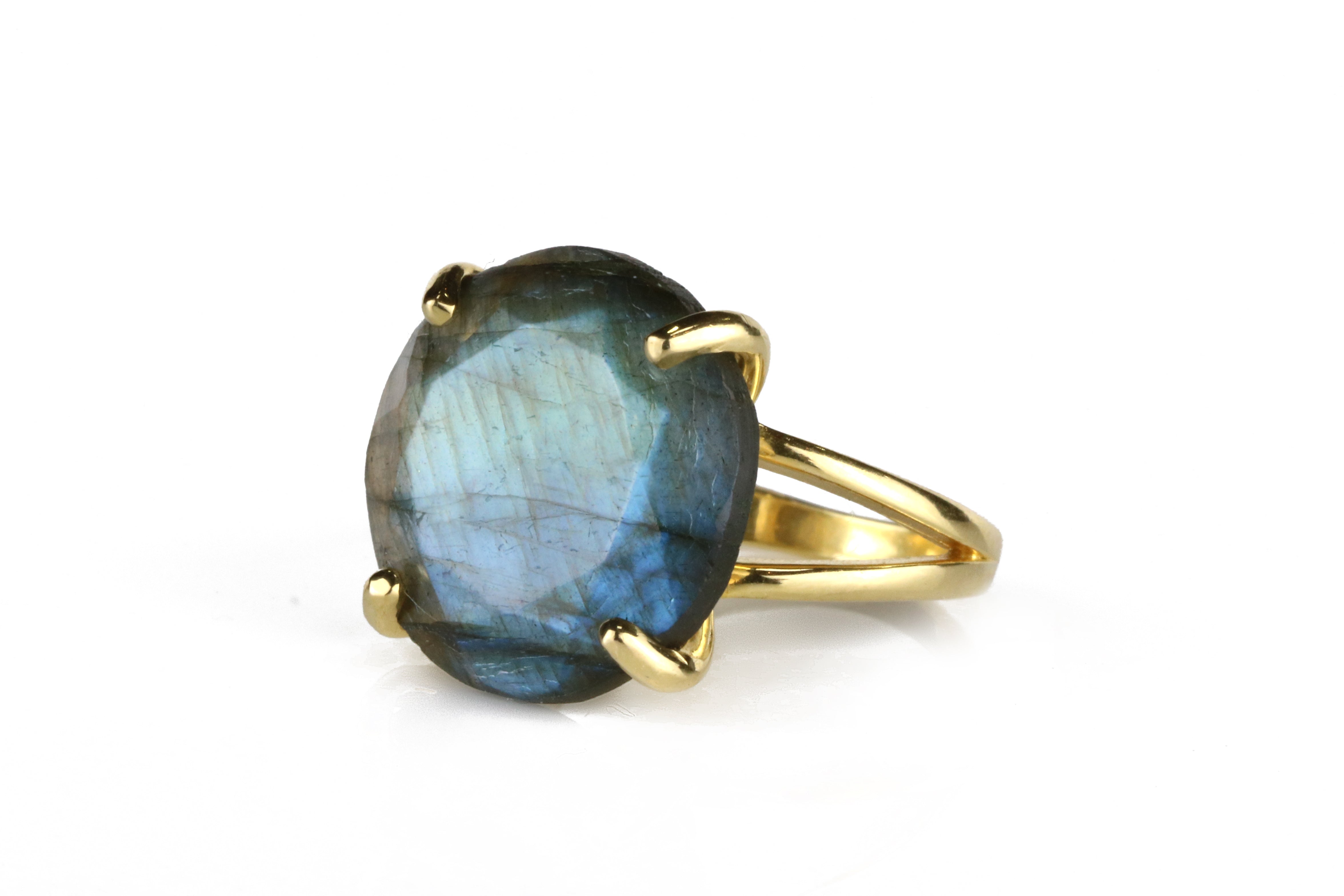 16mm Round Labradorite in 925 Sterling Silver Jewelry Ring Band Rings Anemone Jewelry