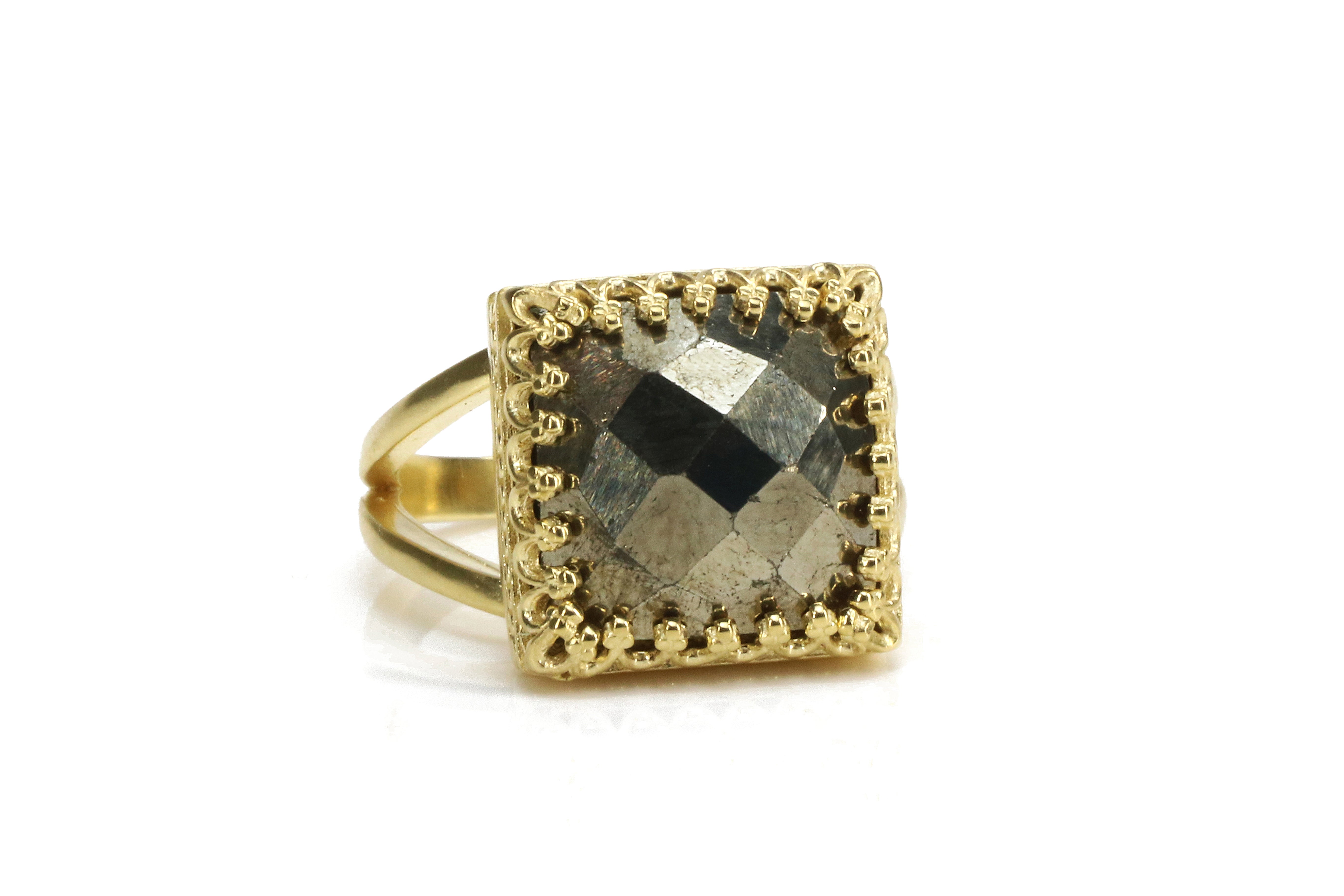 Pyrite Stone Ring in 925 Sterling Silver Rings Anemone Jewelry