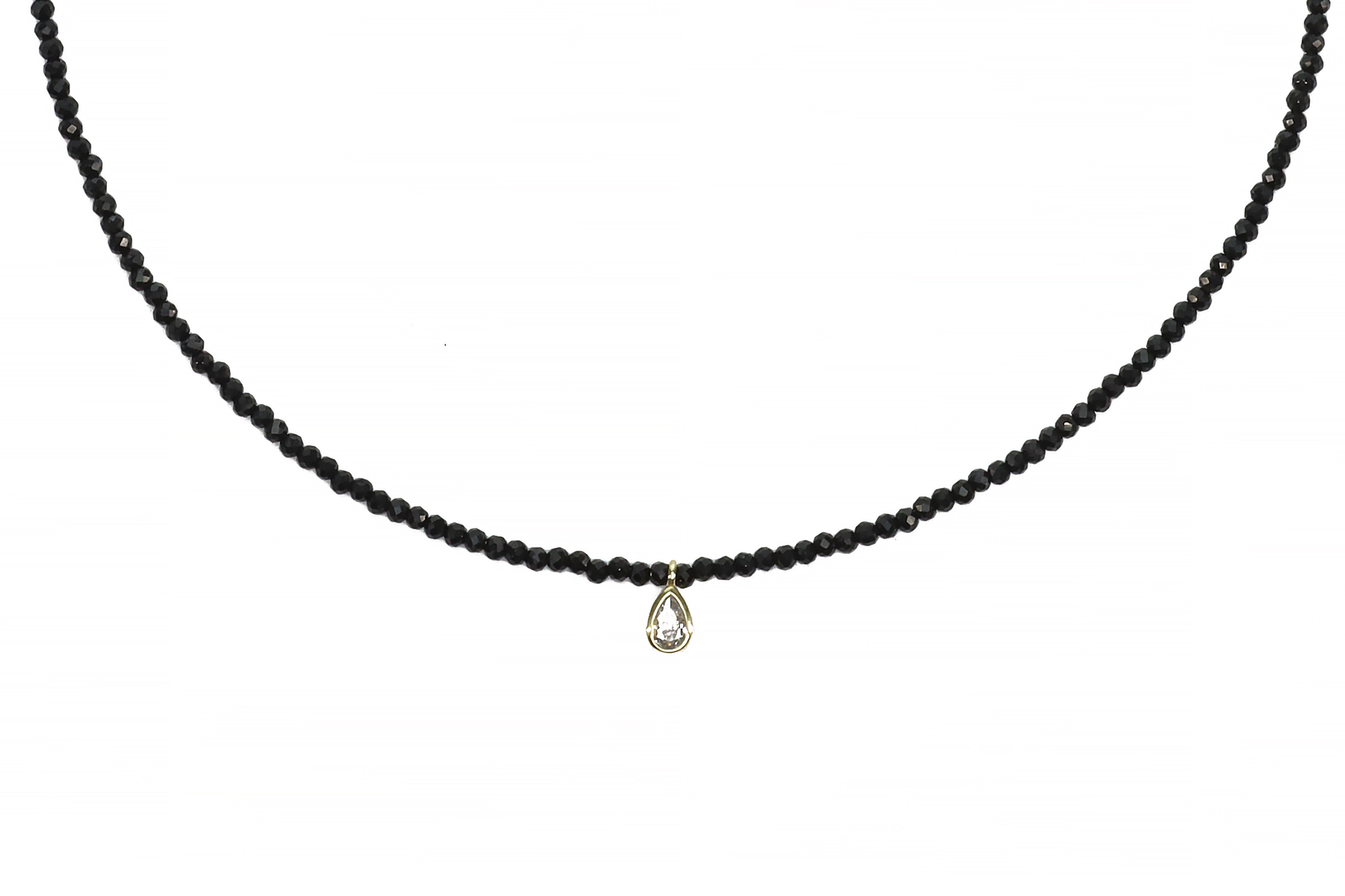 Spinel Gemstone Beaded Necklace with Cubic Zirconia Pendant necklaces Anemone Unique