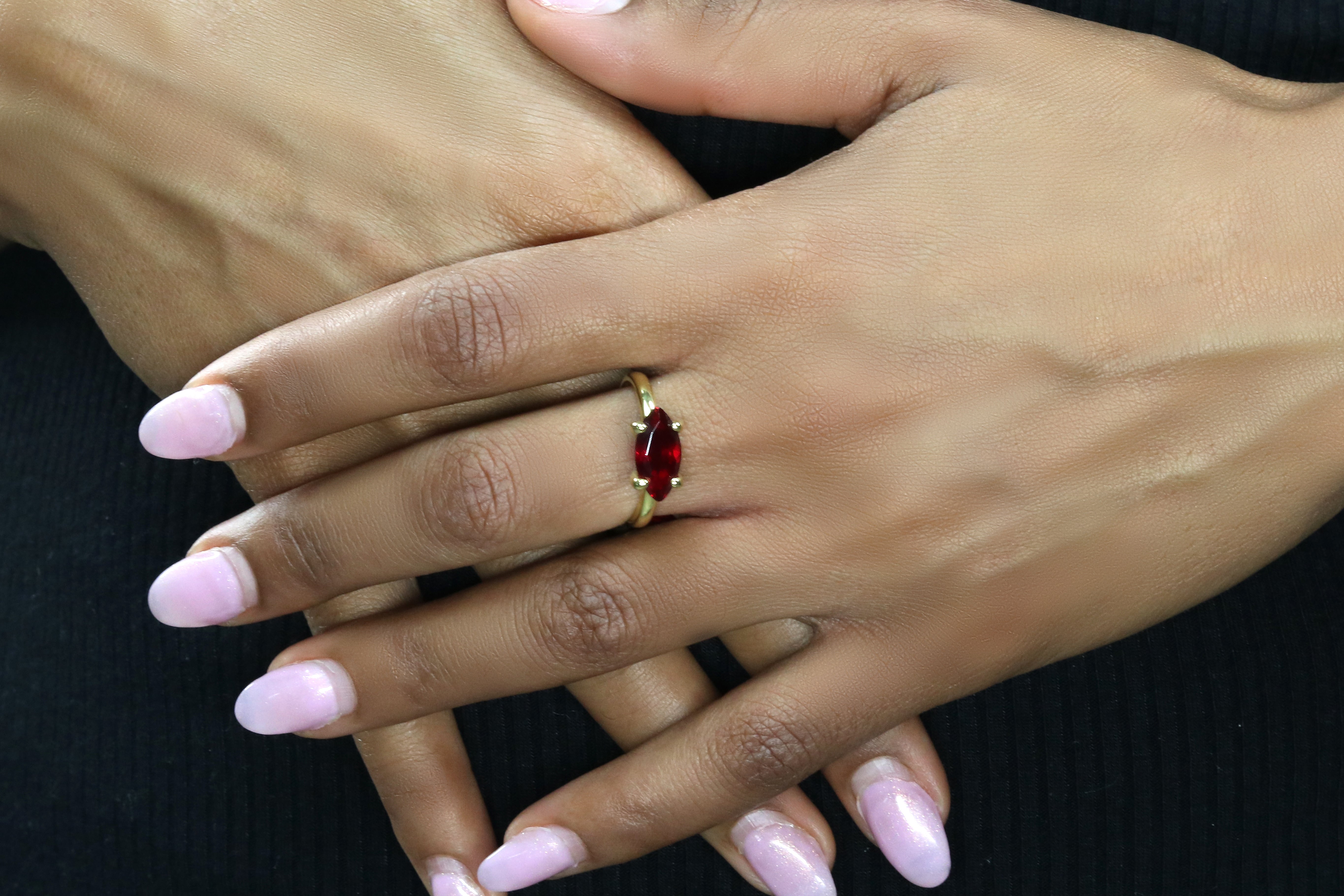 Marquise Red Garnet Gold Filled Ring Rings Anemone Unique