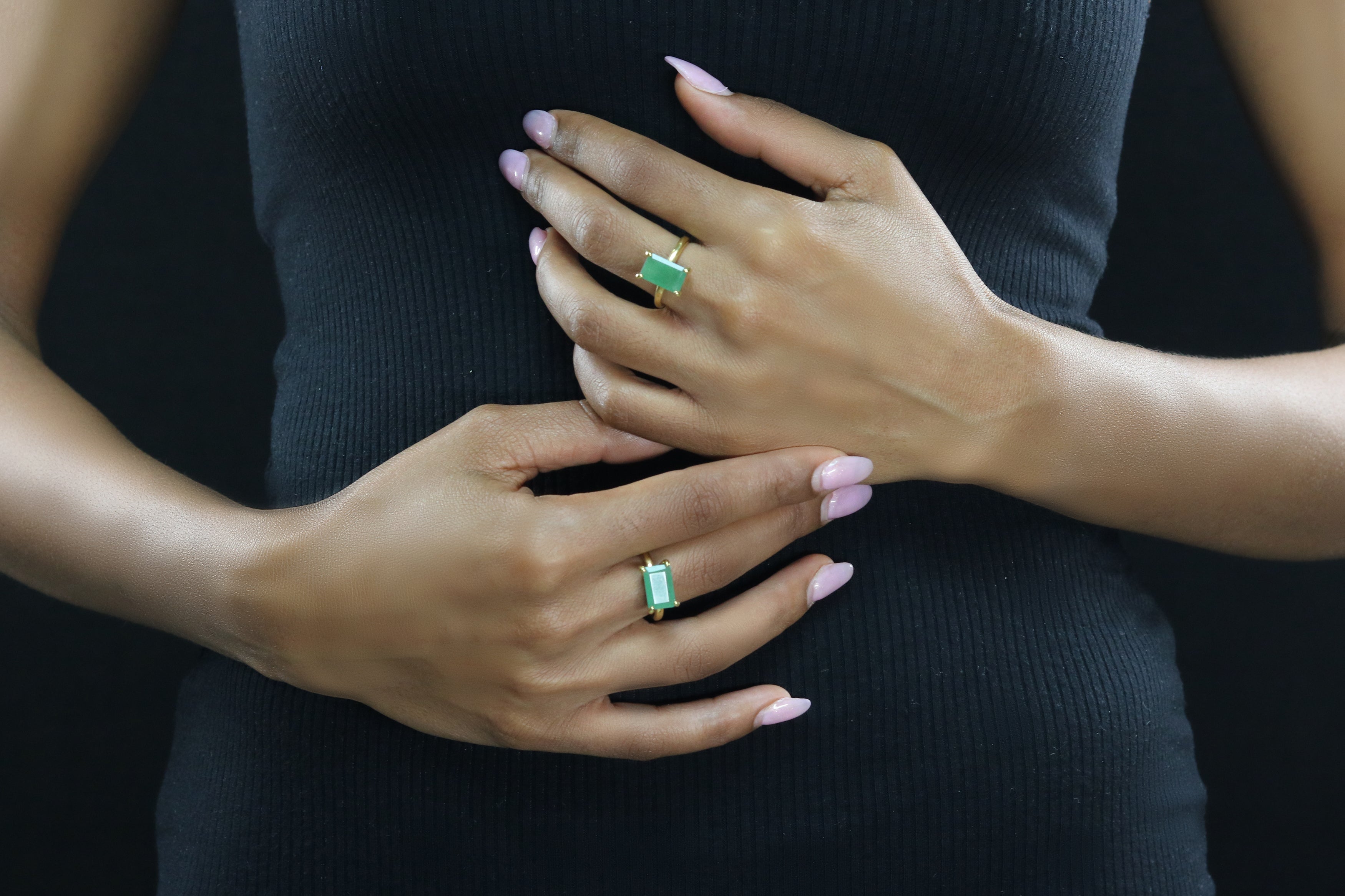 Dazzling Green Aventurine Ring in Gold Rings Anemone Unique
