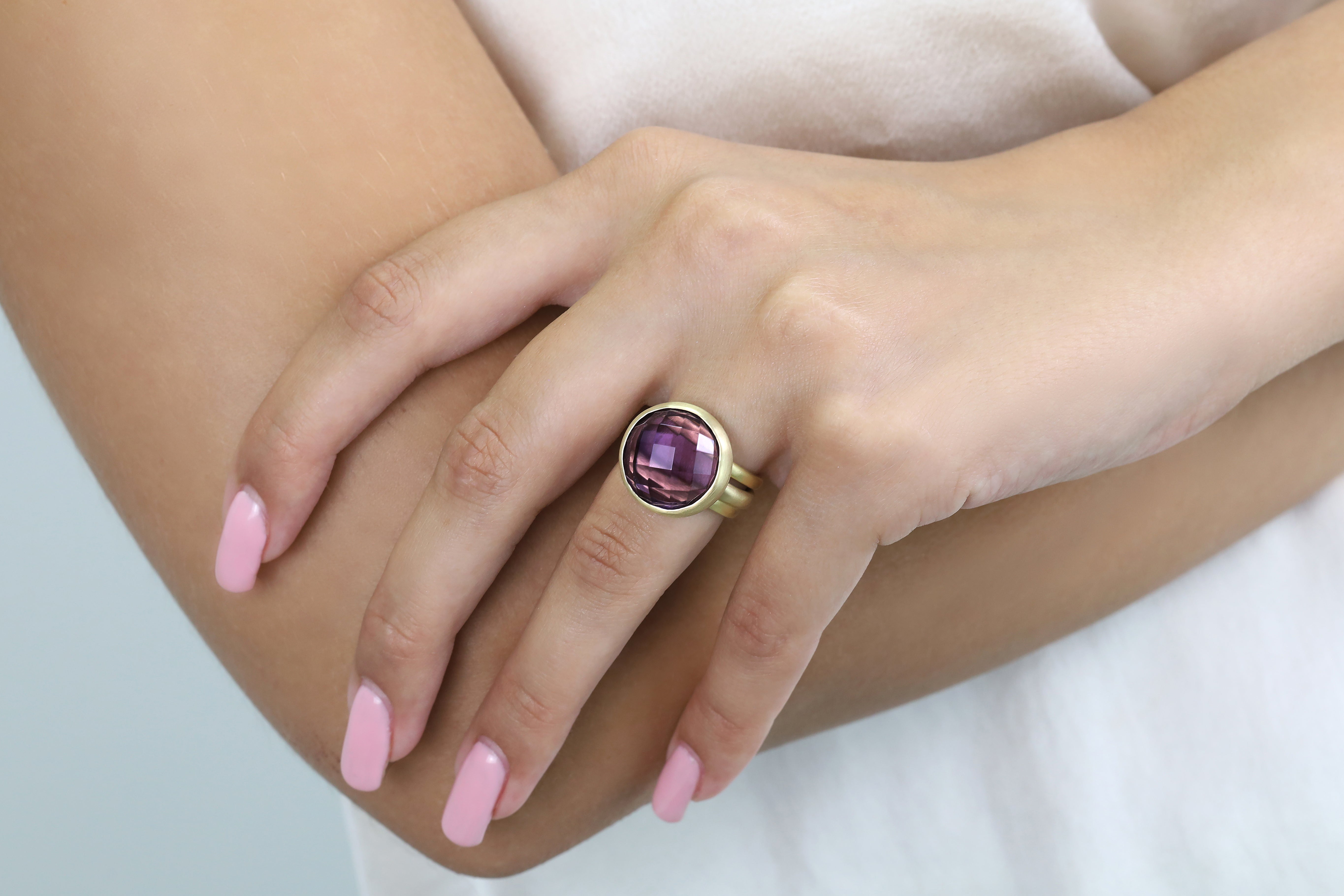 Amethyst Bezel Set Gold Gemstone Ring Rings Anemone Limited