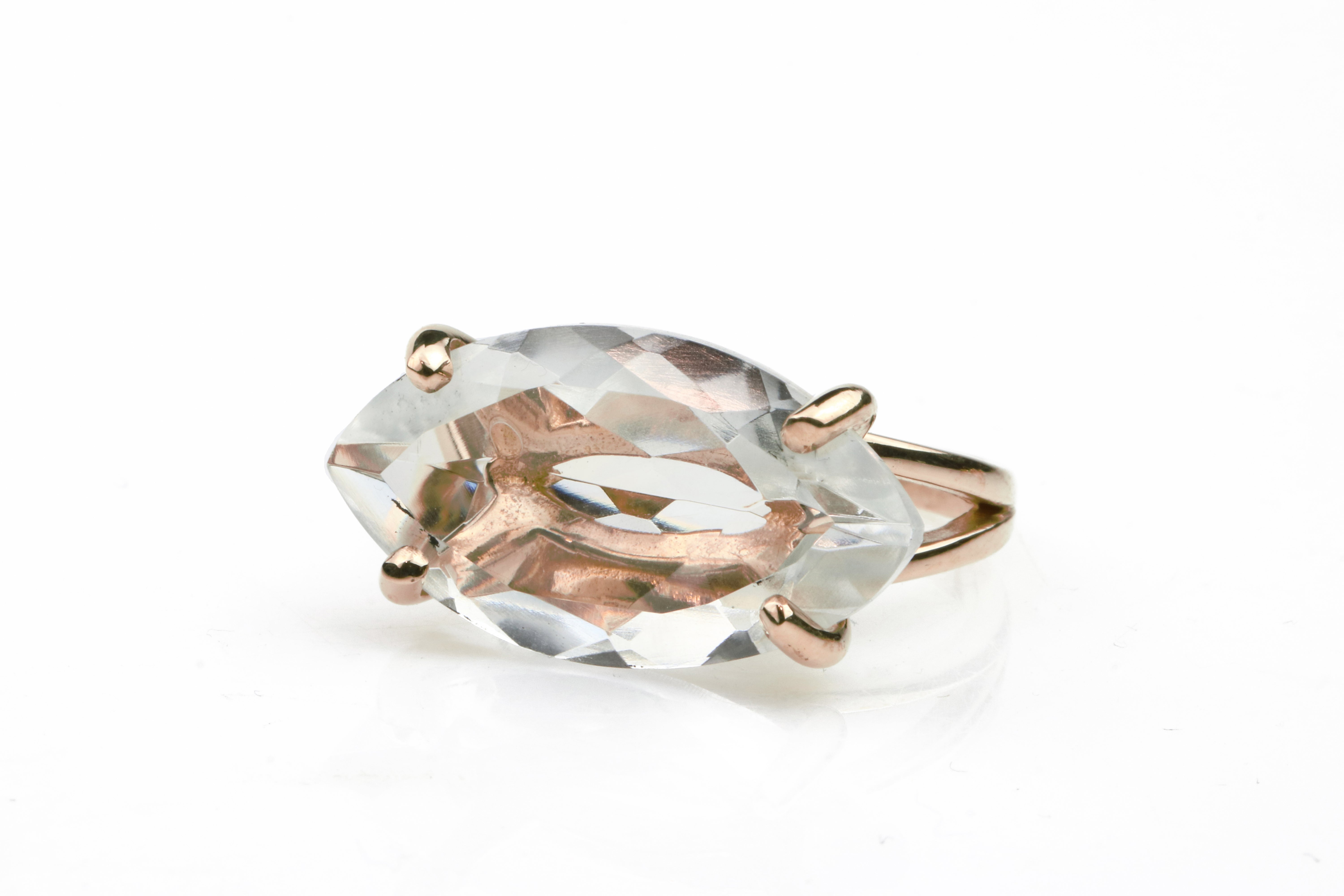 14k Gold Filled Clear Quartz Ring Rings Anemone Jewelry