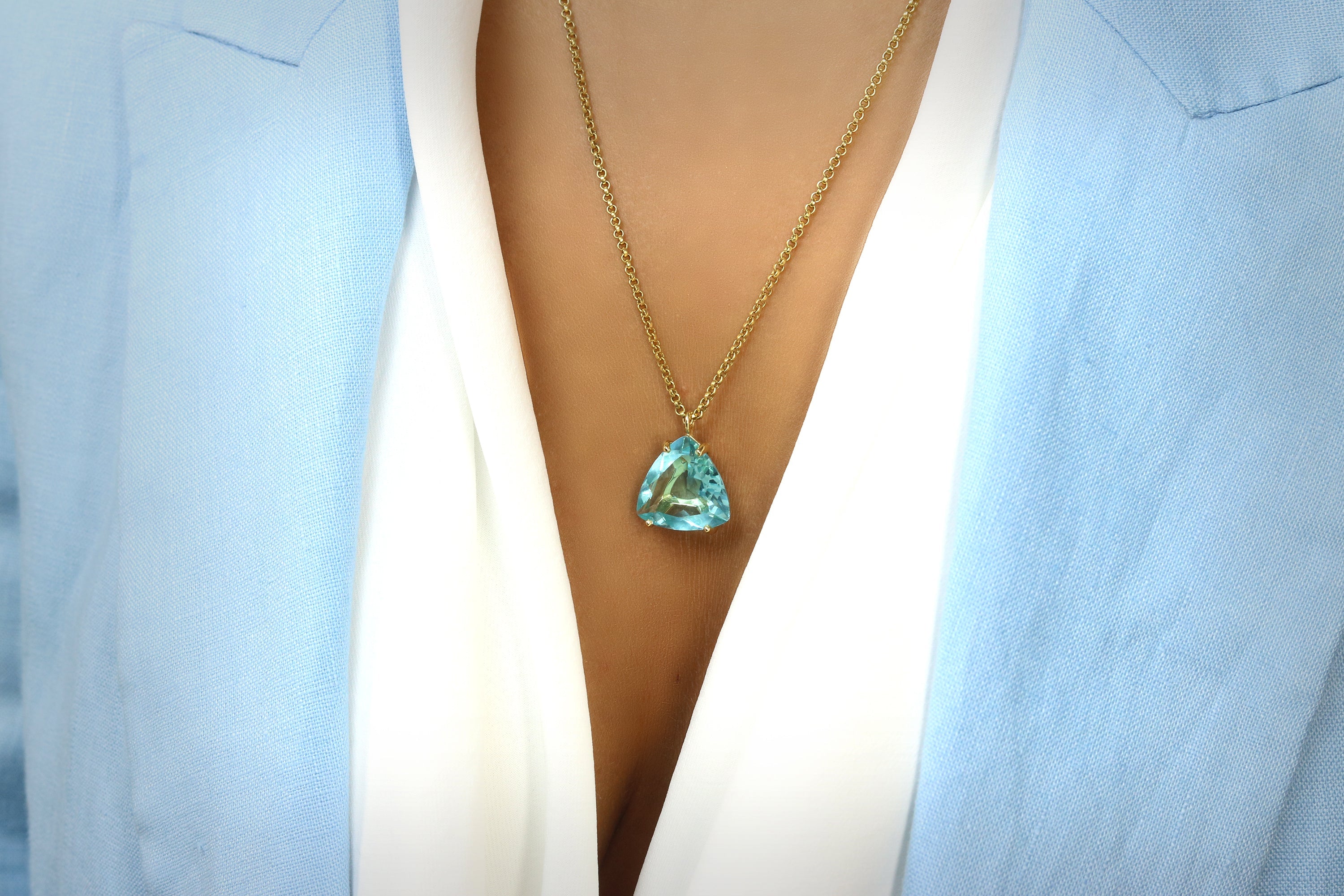 Trillion Blue Topaz Necklace necklaces Anemone Jewelry