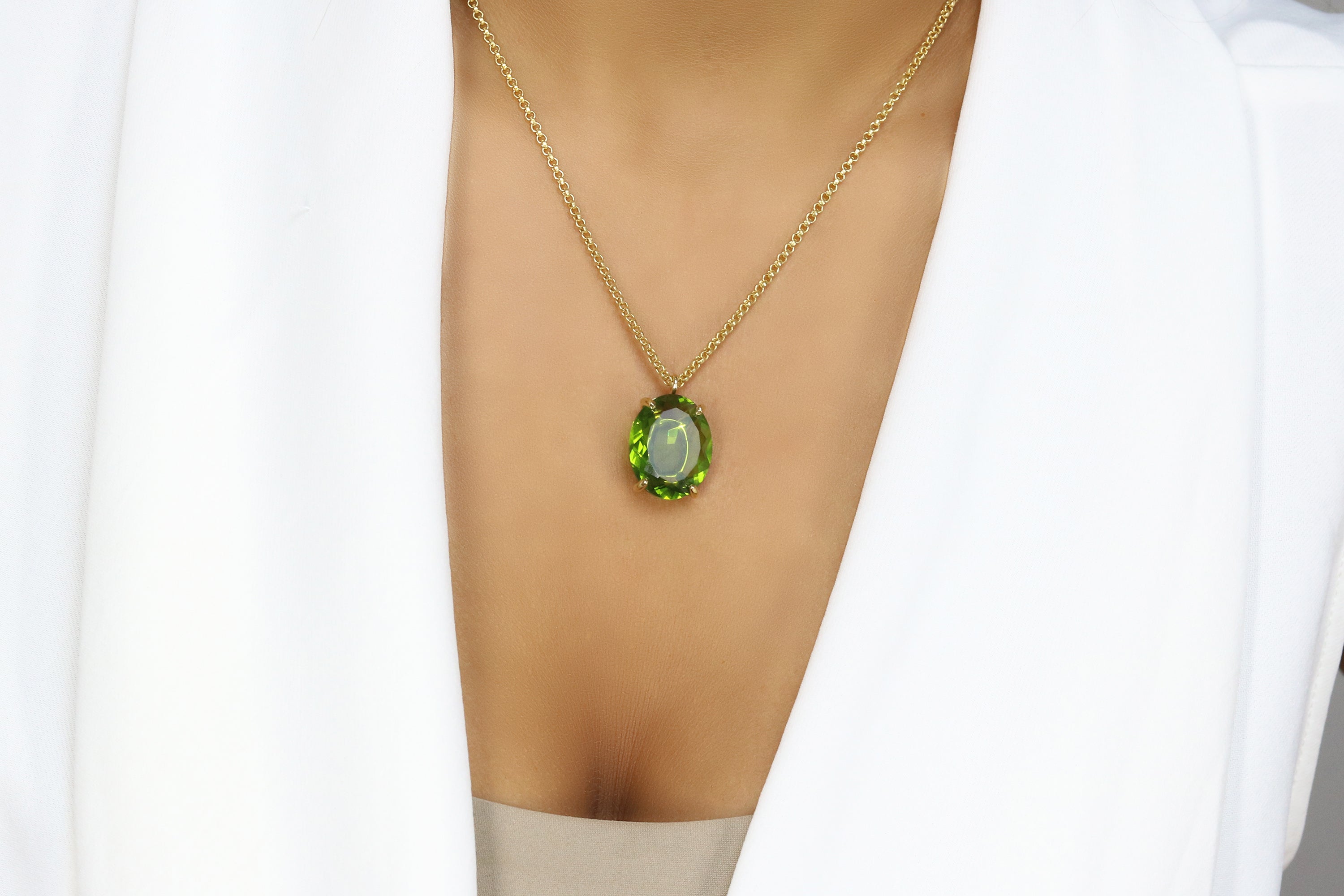 14k Gold Handmade Peridot Jewelry Gold Necklace necklaces Anemone Jewelry