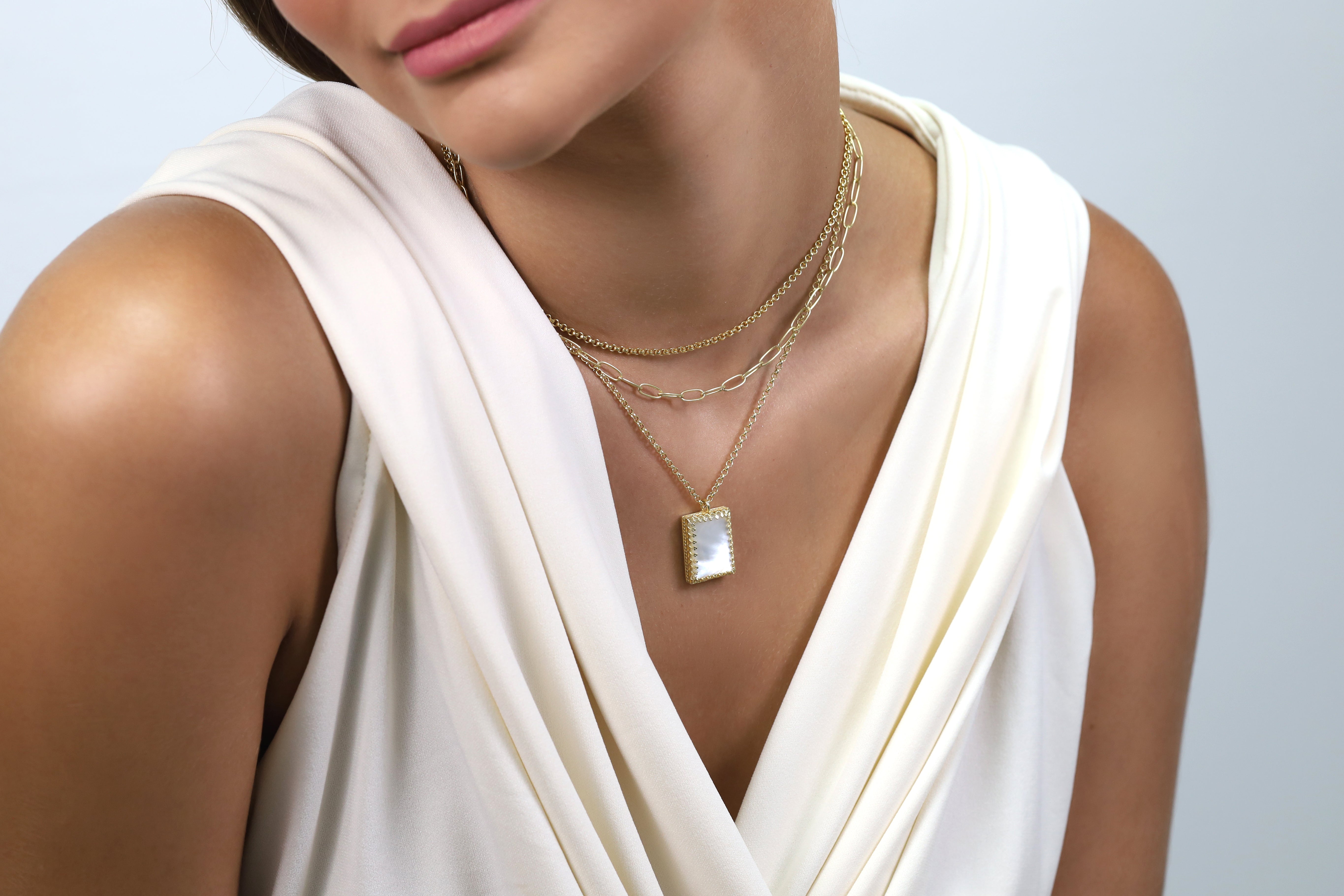 Exquisite Statement Mother of Pearl Gold Necklace necklaces Anemone Jewelry