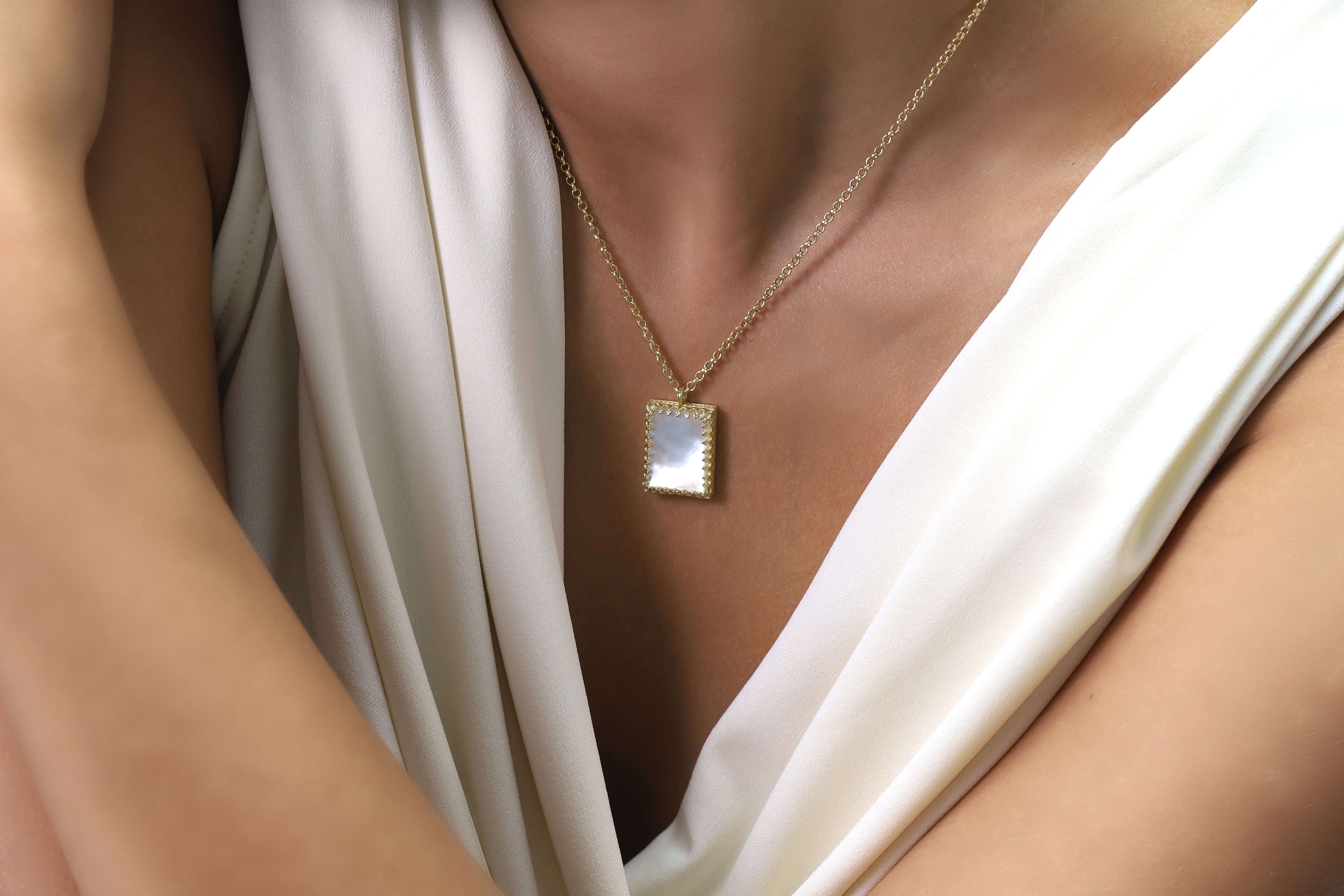 Exquisite Statement Mother of Pearl Gold Necklace necklaces Anemone Jewelry