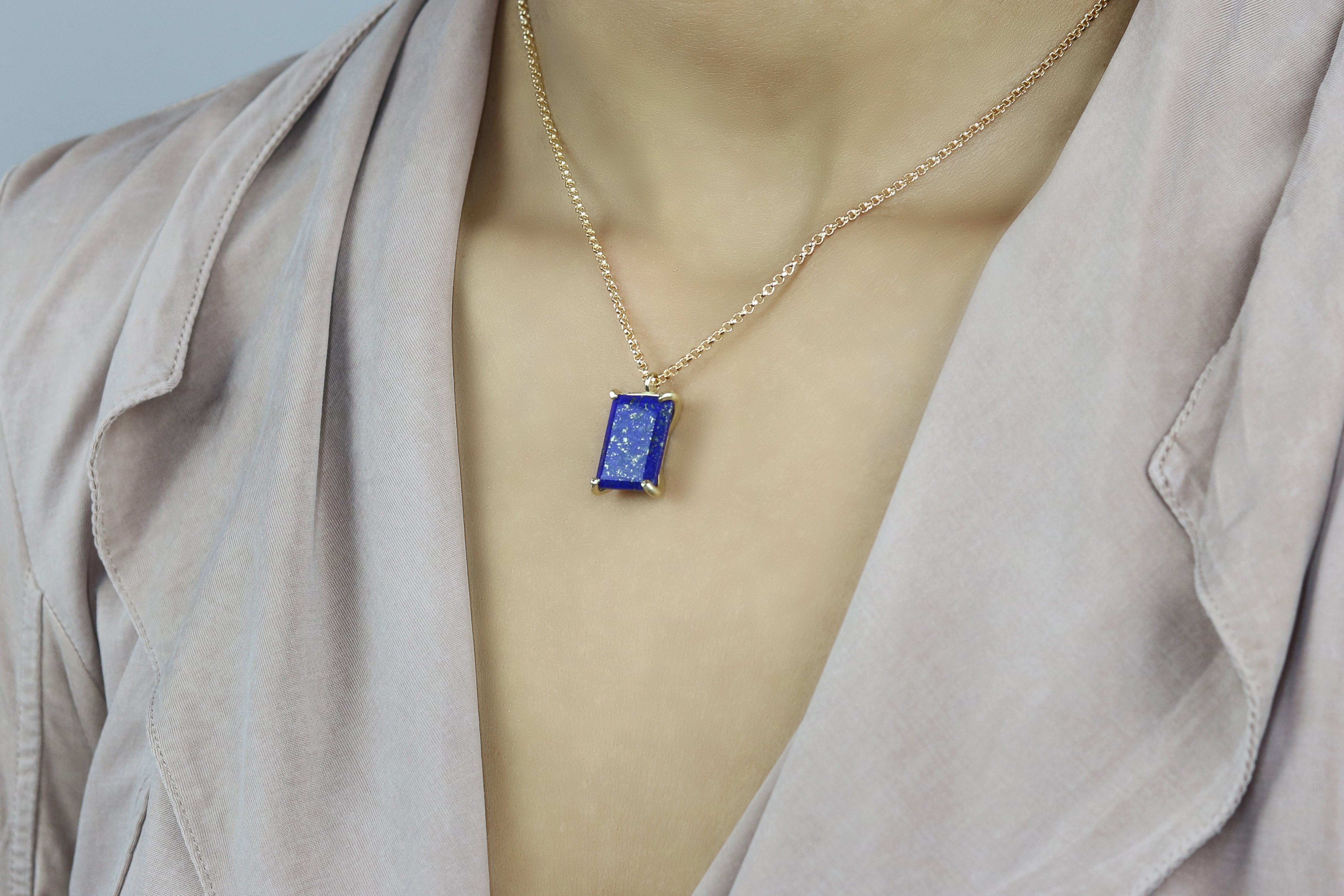 Lapis Lazuli 14k Gold Pendant Necklace necklaces Anemone Jewelry