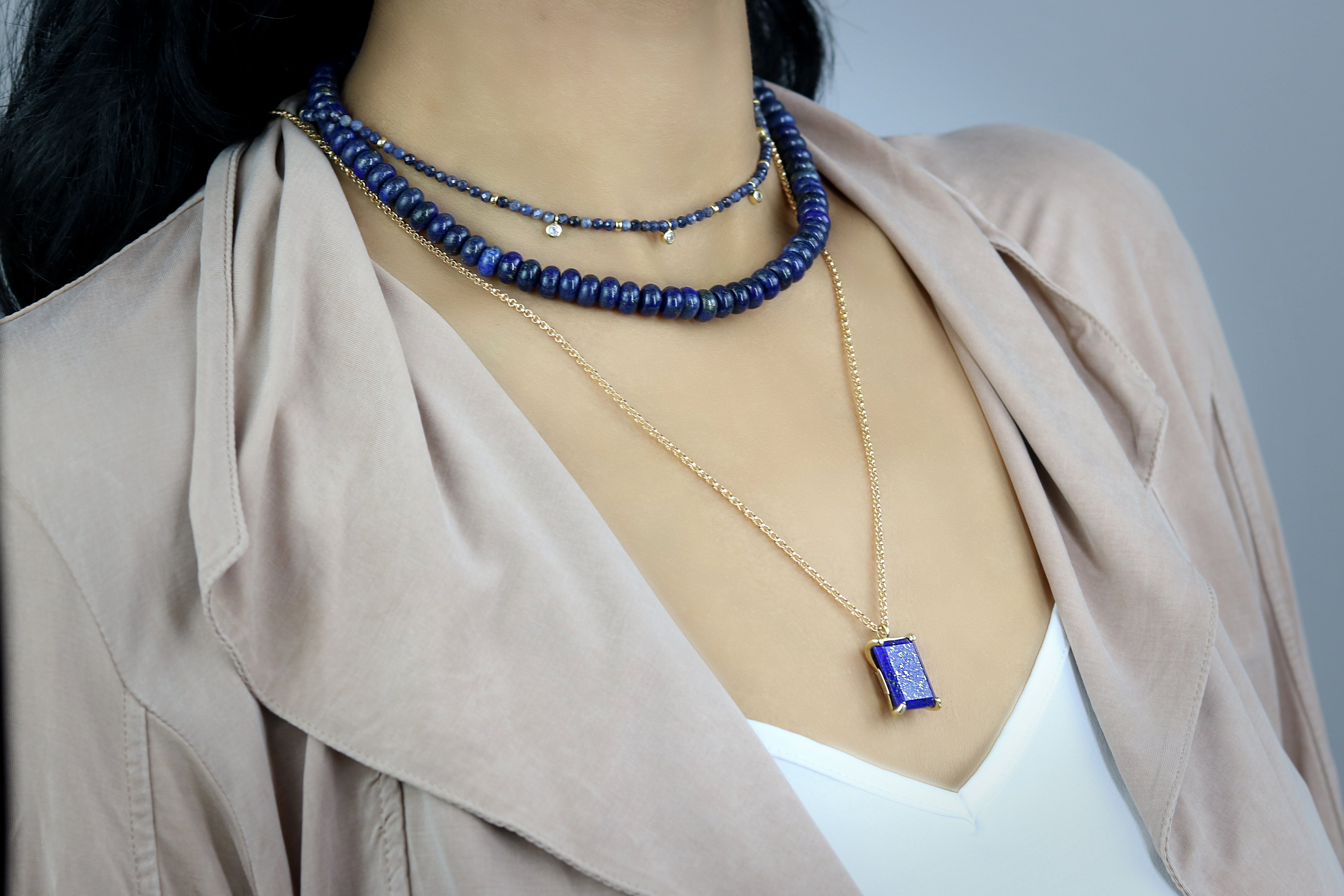 Lapis Lazuli 14k Gold Pendant Necklace necklaces Anemone Jewelry